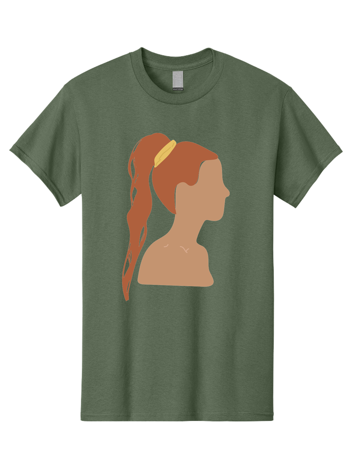 Woman-With-Pigtail Men'S Graphic Tee, 100% Cotton, Comfortable Casual Summer Wear, Machine Washable, Girl Profile, Pigtail Hairstyle, Yellow Hairband, Simple Illustration, Minimalist Design, Elegant Look, Simple Shapes, Cartoon-Style, Aae082