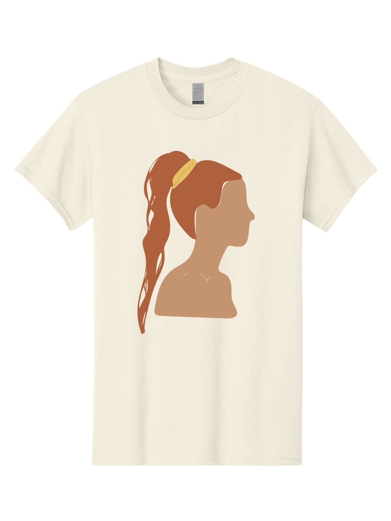 Woman-With-Pigtail Men'S Graphic Tee, 100% Cotton, Comfortable Casual Summer Wear, Machine Washable, Girl Profile, Pigtail Hairstyle, Yellow Hairband, Simple Illustration, Minimalist Design, Elegant Look, Simple Shapes, Cartoon-Style, Aae082 8