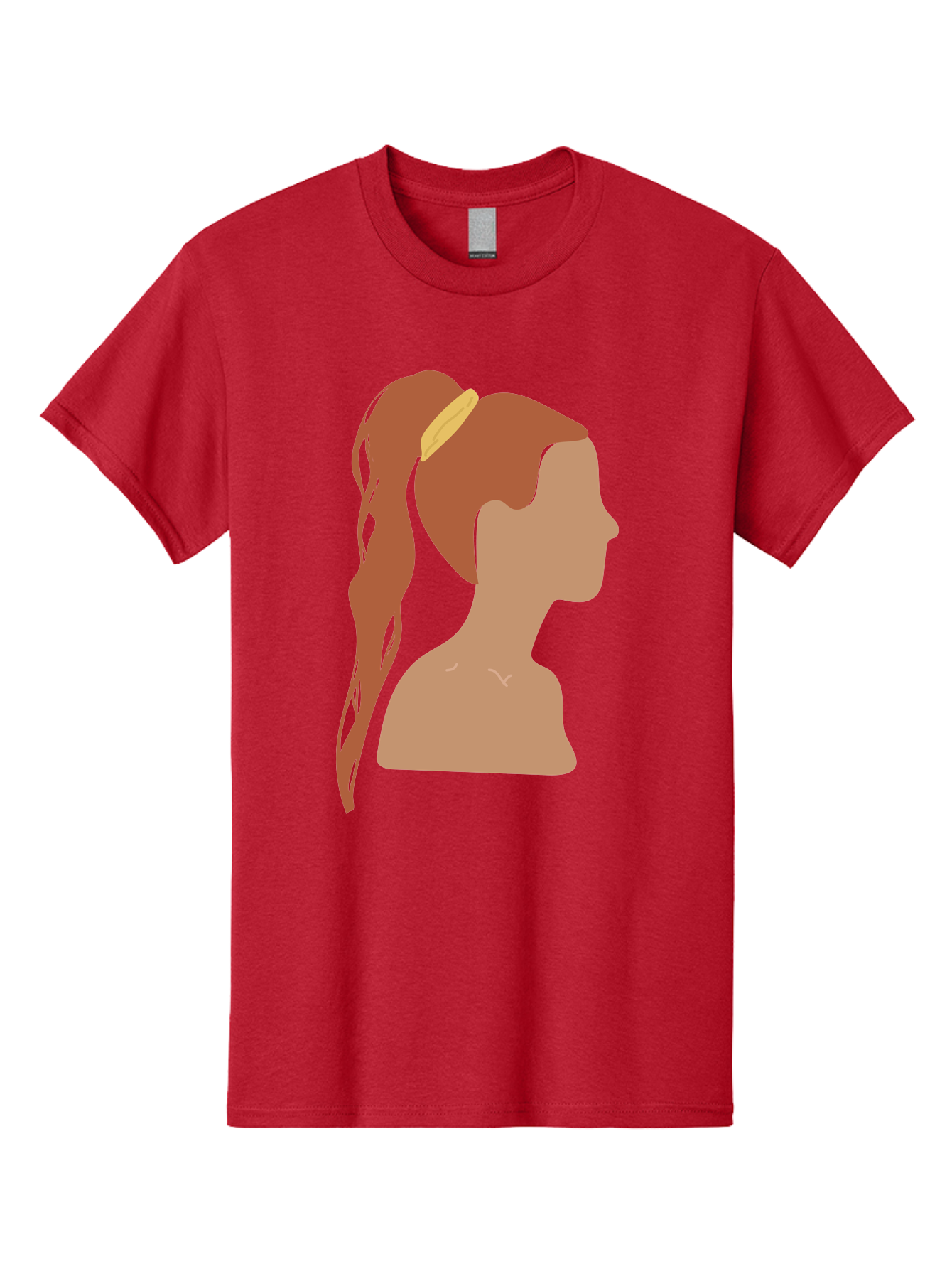 Woman-With-Pigtail Men'S Graphic Tee, 100% Cotton, Comfortable Casual Summer Wear, Machine Washable, Girl Profile, Pigtail Hairstyle, Yellow Hairband, Simple Illustration, Minimalist Design, Elegant Look, Simple Shapes, Cartoon-Style, Aae082 19