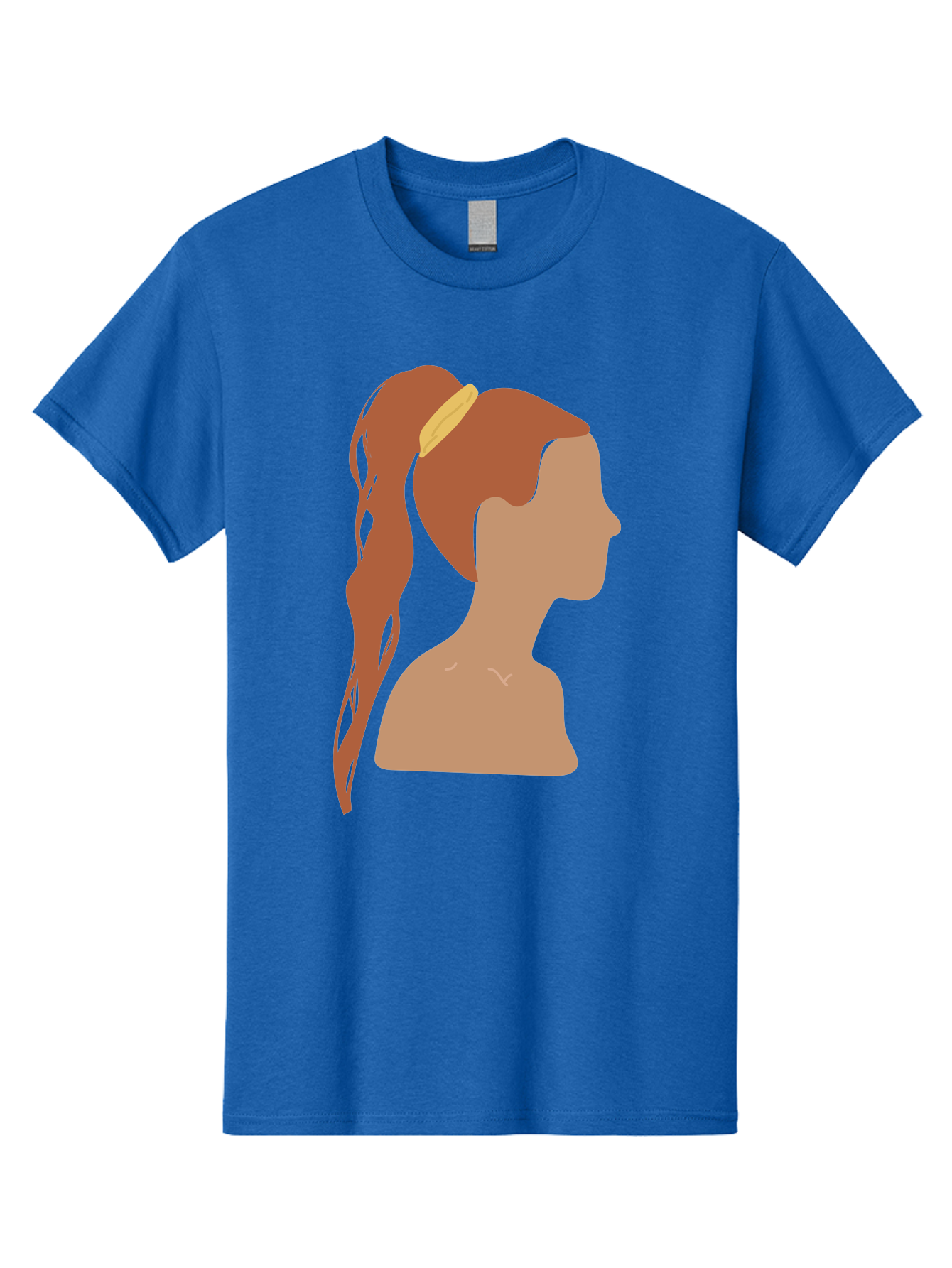 Woman-With-Pigtail Men'S Graphic Tee, 100% Cotton, Comfortable Casual Summer Wear, Machine Washable, Girl Profile, Pigtail Hairstyle, Yellow Hairband, Simple Illustration, Minimalist Design, Elegant Look, Simple Shapes, Cartoon-Style, Aae082 15