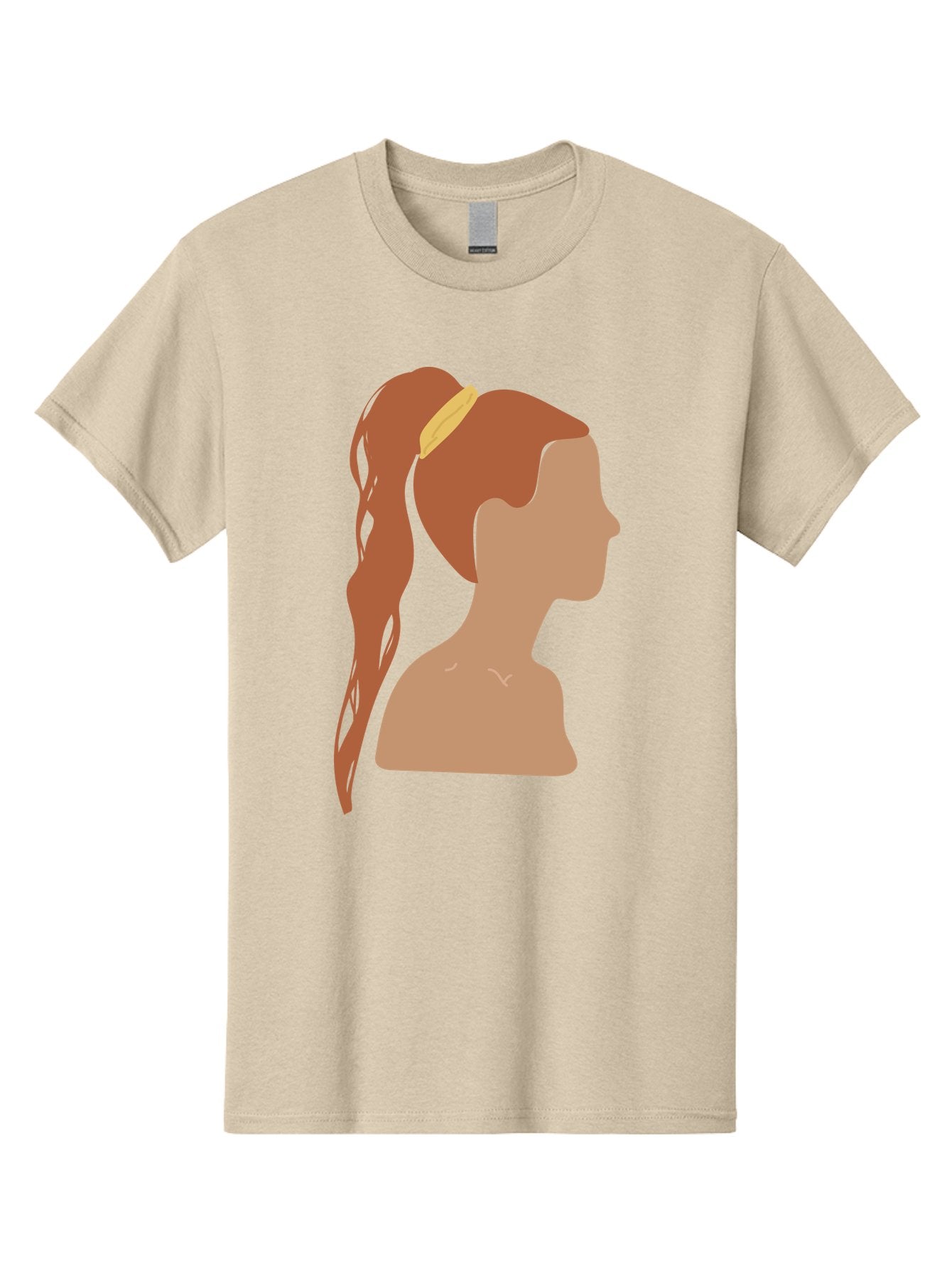 Woman-With-Pigtail Men'S Graphic Tee, 100% Cotton, Comfortable Casual Summer Wear, Machine Washable, Girl Profile, Pigtail Hairstyle, Yellow Hairband, Simple Illustration, Minimalist Design, Elegant Look, Simple Shapes, Cartoon-Style, Aae082 4