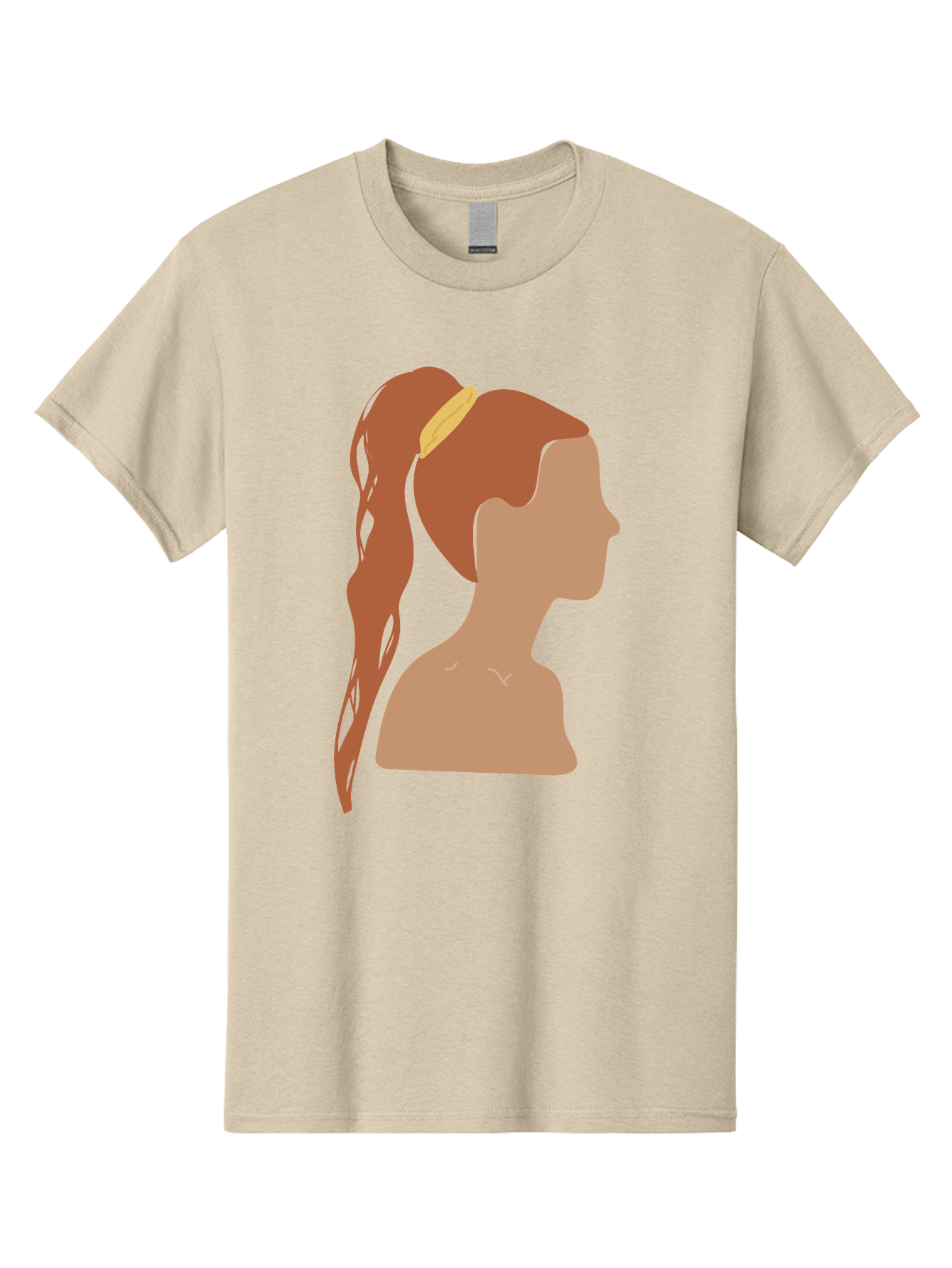 Woman-With-Pigtail Men'S Graphic Tee, 100% Cotton, Comfortable Casual Summer Wear, Machine Washable, Girl Profile, Pigtail Hairstyle, Yellow Hairband, Simple Illustration, Minimalist Design, Elegant Look, Simple Shapes, Cartoon-Style, Aae082 23