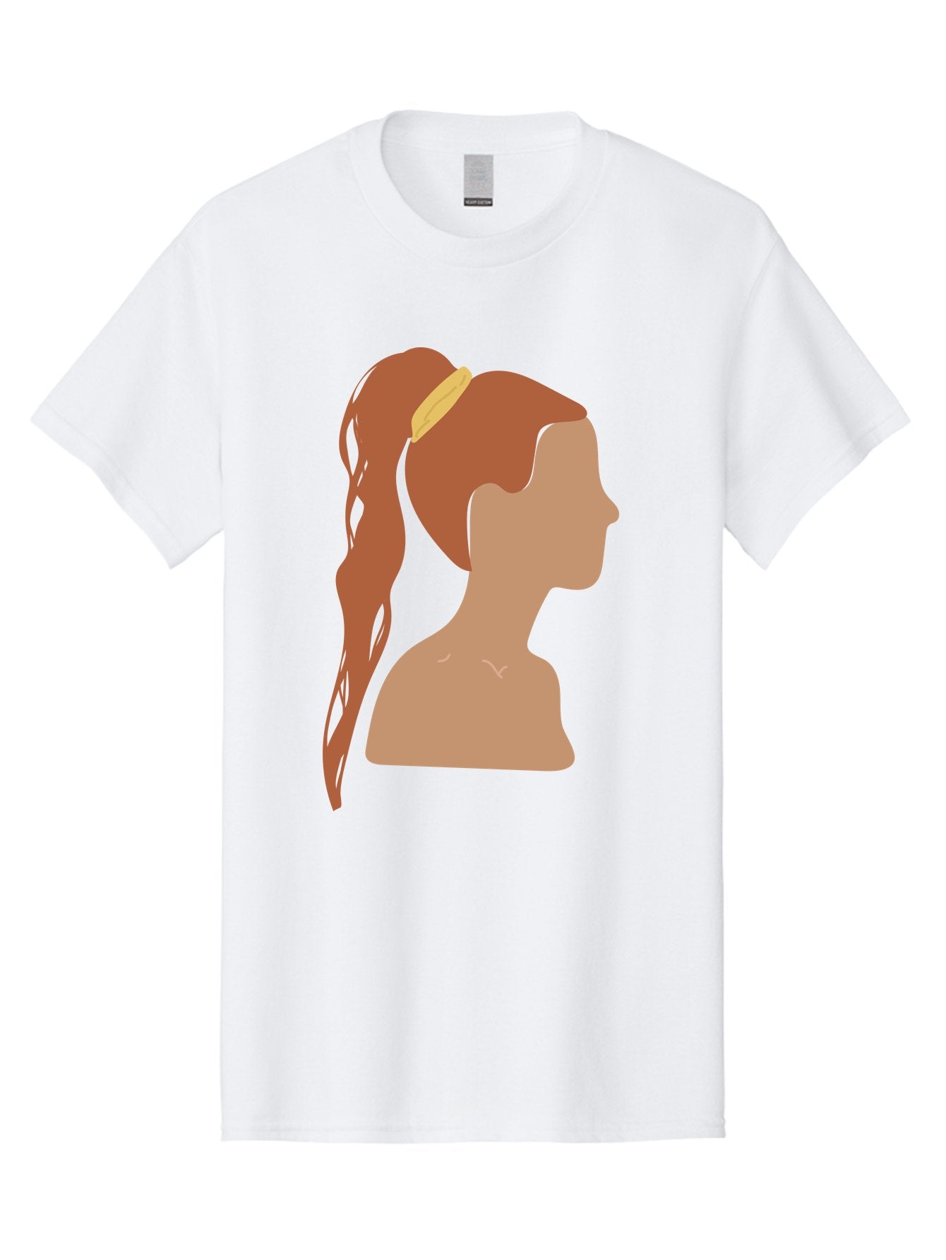 Woman-With-Pigtail Men'S Graphic Tee, 100% Cotton, Comfortable Casual Summer Wear, Machine Washable, Girl Profile, Pigtail Hairstyle, Yellow Hairband, Simple Illustration, Minimalist Design, Elegant Look, Simple Shapes, Cartoon-Style, Aae082 7
