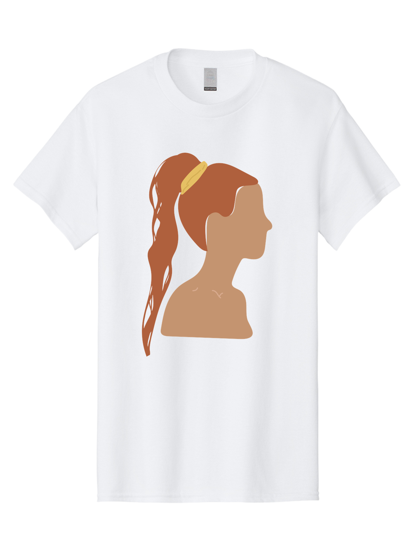Woman-With-Pigtail Men'S Graphic Tee, 100% Cotton, Comfortable Casual Summer Wear, Machine Washable, Girl Profile, Pigtail Hairstyle, Yellow Hairband, Simple Illustration, Minimalist Design, Elegant Look, Simple Shapes, Cartoon-Style, Aae082 25