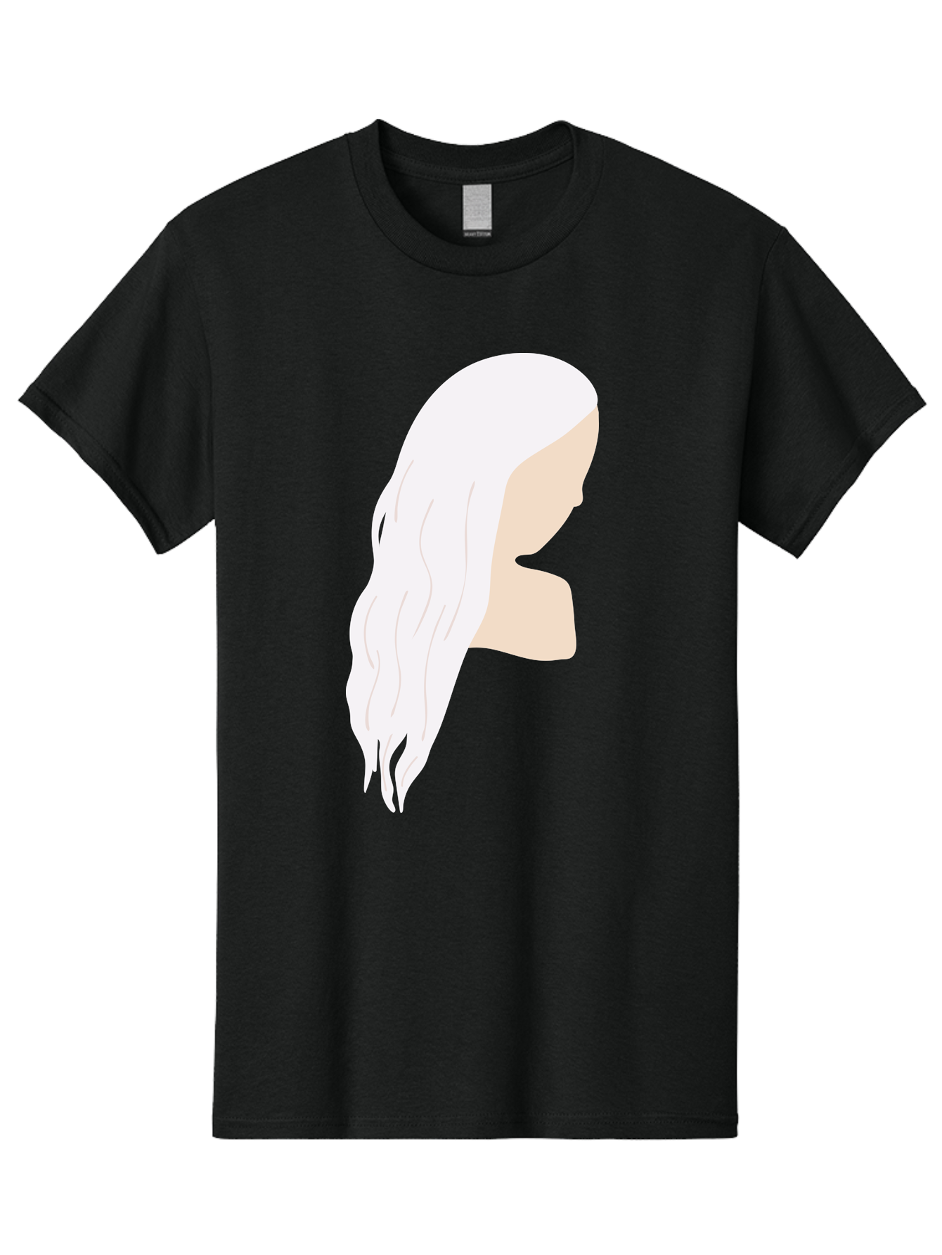 Woman-With-White-Hair Men'S Graphic Tee, 100% Cotton, Comfortable Casual Summer Wear, Machine Washable, Woman With White Hair, Long Hair, Side View, Female Profile, Wavy Hair Texture, Minimalist Design, Simple Illustration, Aae084 15