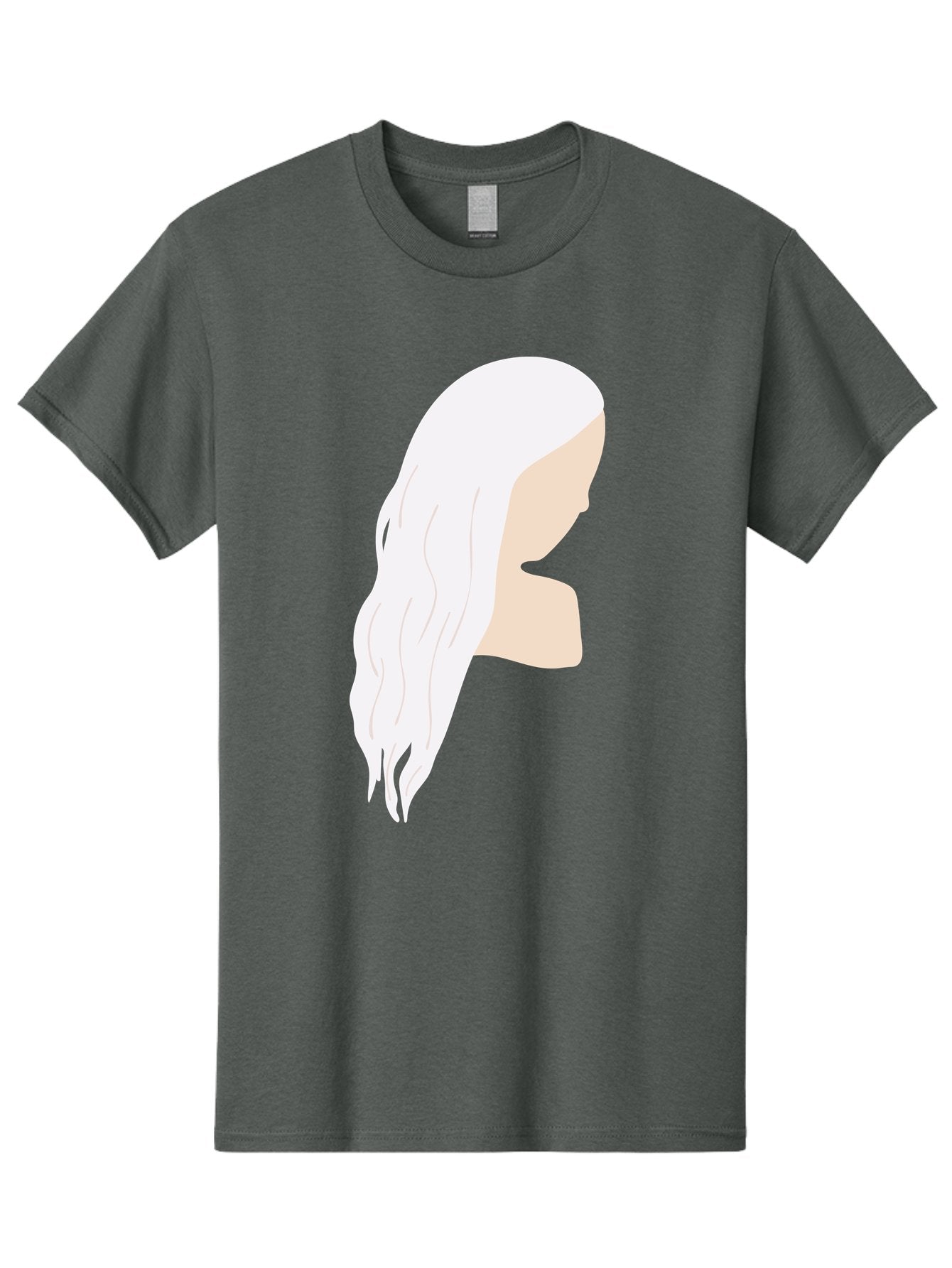 Woman-With-White-Hair Men'S Graphic Tee, 100% Cotton, Comfortable Casual Summer Wear, Machine Washable, Woman With White Hair, Long Hair, Side View, Female Profile, Wavy Hair Texture, Minimalist Design, Simple Illustration, Aae084 13