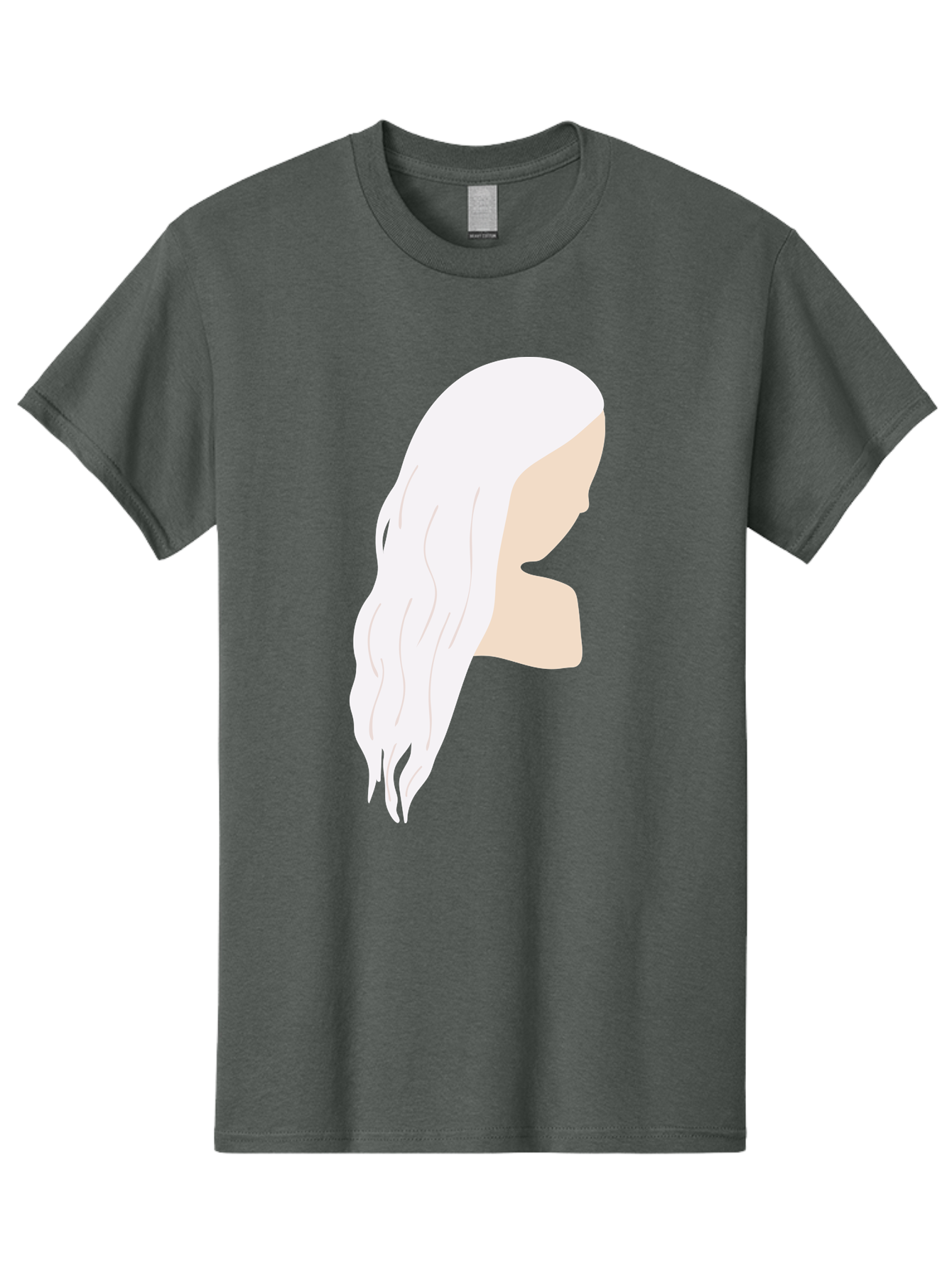 Woman-With-White-Hair Men'S Graphic Tee, 100% Cotton, Comfortable Casual Summer Wear, Machine Washable, Woman With White Hair, Long Hair, Side View, Female Profile, Wavy Hair Texture, Minimalist Design, Simple Illustration, Aae084 29
