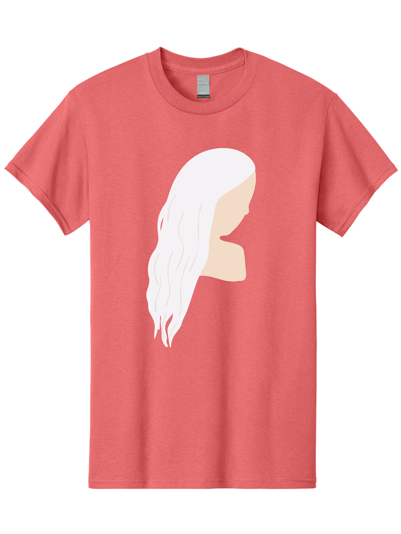 Woman-With-White-Hair Men'S Graphic Tee, 100% Cotton, Comfortable Casual Summer Wear, Machine Washable, Woman With White Hair, Long Hair, Side View, Female Profile, Wavy Hair Texture, Minimalist Design, Simple Illustration, Aae084 5