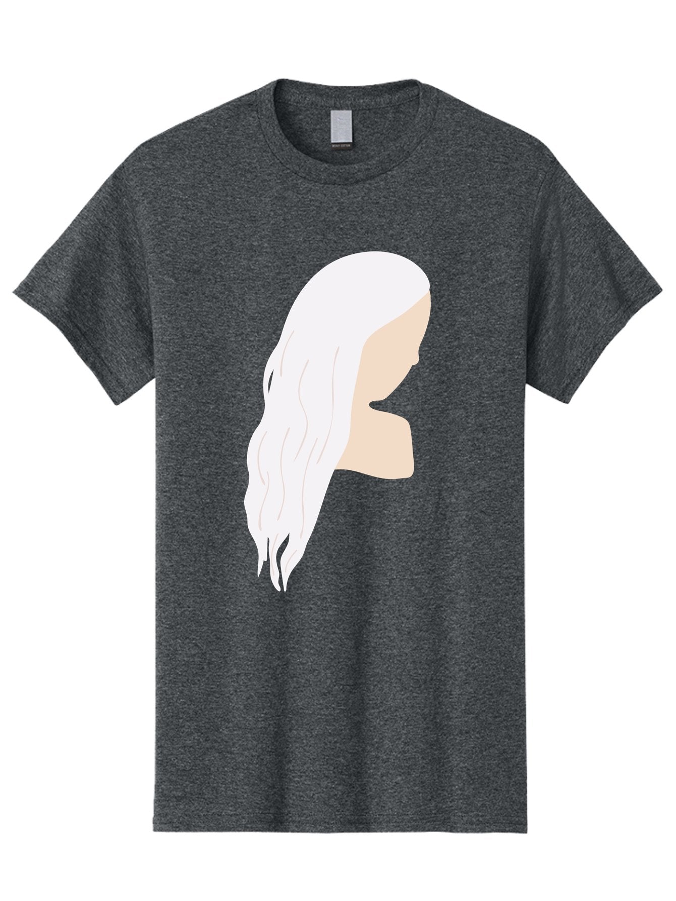 Woman-With-White-Hair Men'S Graphic Tee, 100% Cotton, Comfortable Casual Summer Wear, Machine Washable, Woman With White Hair, Long Hair, Side View, Female Profile, Wavy Hair Texture, Minimalist Design, Simple Illustration, Aae084 4