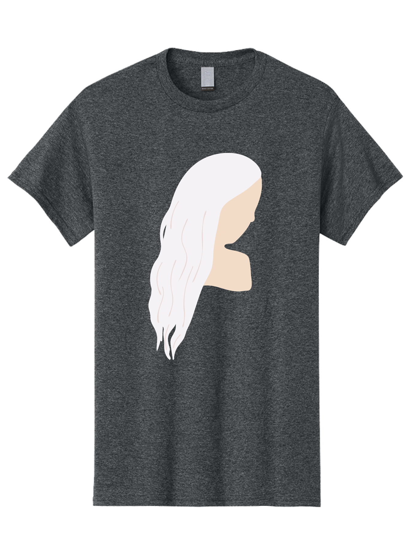 Woman-With-White-Hair Men'S Graphic Tee, 100% Cotton, Comfortable Casual Summer Wear, Machine Washable, Woman With White Hair, Long Hair, Side View, Female Profile, Wavy Hair Texture, Minimalist Design, Simple Illustration, Aae084 23
