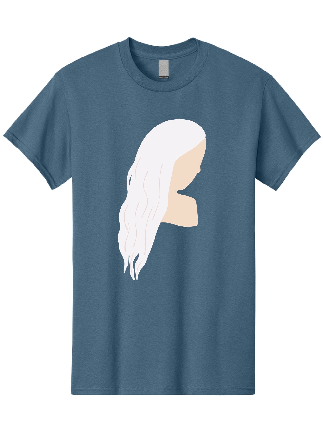 Woman-With-White-Hair Men'S Graphic Tee, 100% Cotton, Comfortable Casual Summer Wear, Machine Washable, Woman With White Hair, Long Hair, Side View, Female Profile, Wavy Hair Texture, Minimalist Design, Simple Illustration, Aae084 10
