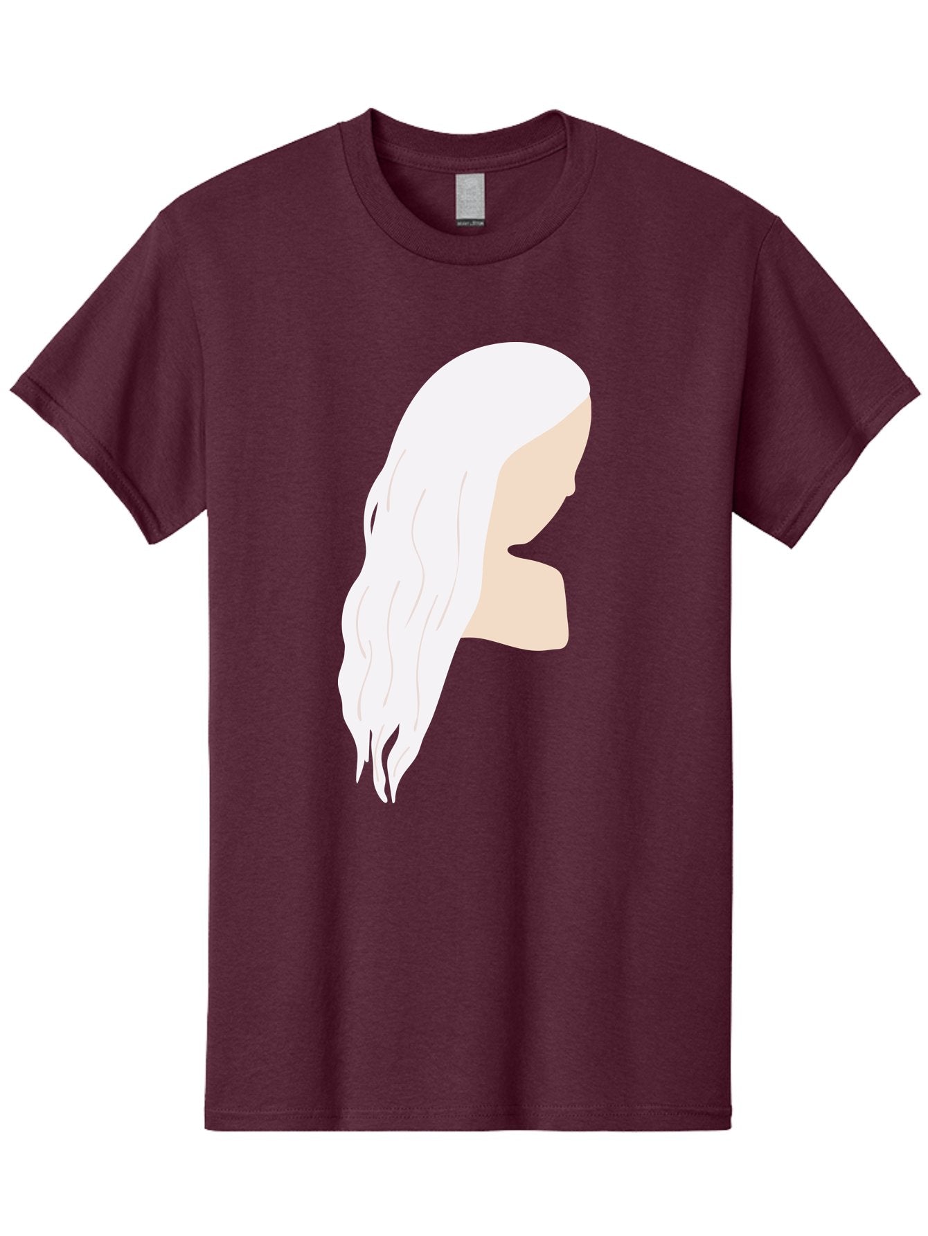 Woman-With-White-Hair Men'S Graphic Tee, 100% Cotton, Comfortable Casual Summer Wear, Machine Washable, Woman With White Hair, Long Hair, Side View, Female Profile, Wavy Hair Texture, Minimalist Design, Simple Illustration, Aae084 11