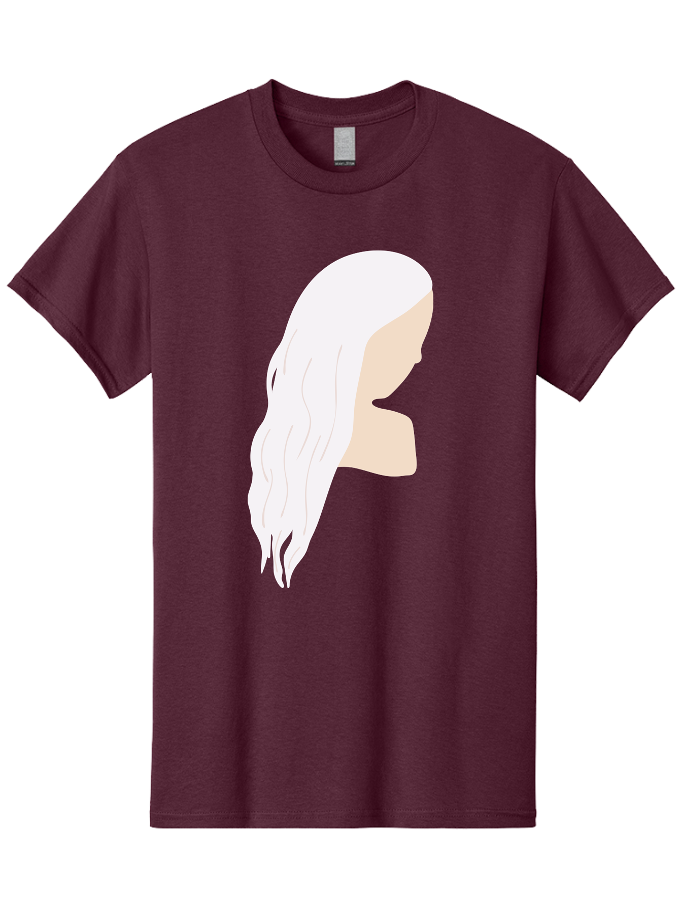 Woman-With-White-Hair Men'S Graphic Tee, 100% Cotton, Comfortable Casual Summer Wear, Machine Washable, Woman With White Hair, Long Hair, Side View, Female Profile, Wavy Hair Texture, Minimalist Design, Simple Illustration, Aae084 7