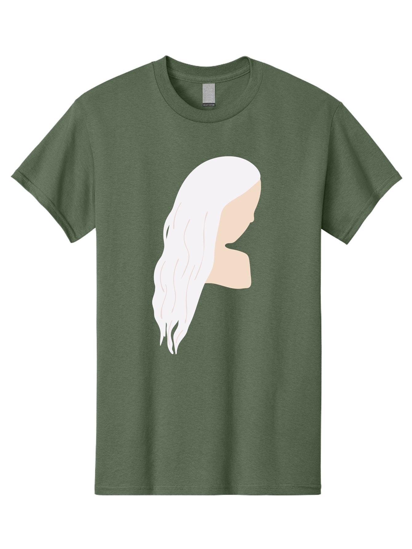 Woman-With-White-Hair Men'S Graphic Tee, 100% Cotton, Comfortable Casual Summer Wear, Machine Washable, Woman With White Hair, Long Hair, Side View, Female Profile, Wavy Hair Texture, Minimalist Design, Simple Illustration, Aae084 9