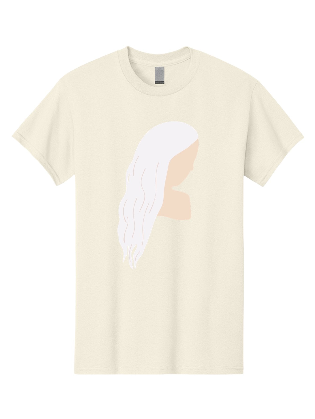 Woman-With-White-Hair Men'S Graphic Tee, 100% Cotton, Comfortable Casual Summer Wear, Machine Washable, Woman With White Hair, Long Hair, Side View, Female Profile, Wavy Hair Texture, Minimalist Design, Simple Illustration, Aae084 7