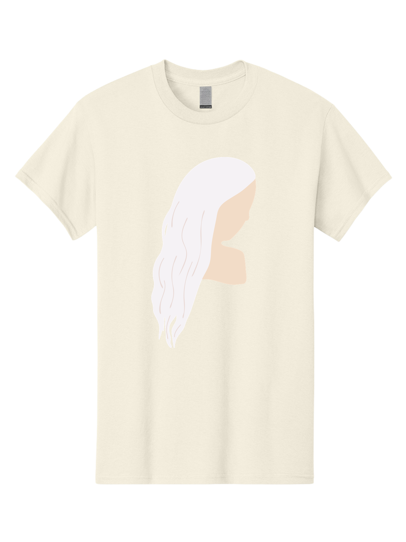Woman-With-White-Hair Men'S Graphic Tee, 100% Cotton, Comfortable Casual Summer Wear, Machine Washable, Woman With White Hair, Long Hair, Side View, Female Profile, Wavy Hair Texture, Minimalist Design, Simple Illustration, Aae084 25