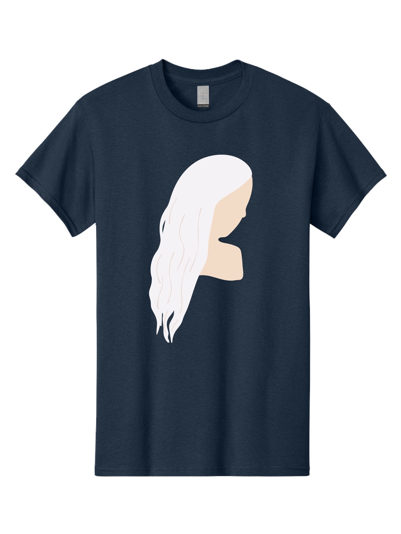 Woman-With-White-Hair Men'S Graphic Tee, 100% Cotton, Comfortable Casual Summer Wear, Machine Washable, Woman With White Hair, Long Hair, Side View, Female Profile, Wavy Hair Texture, Minimalist Design, Simple Illustration, Aae084 3