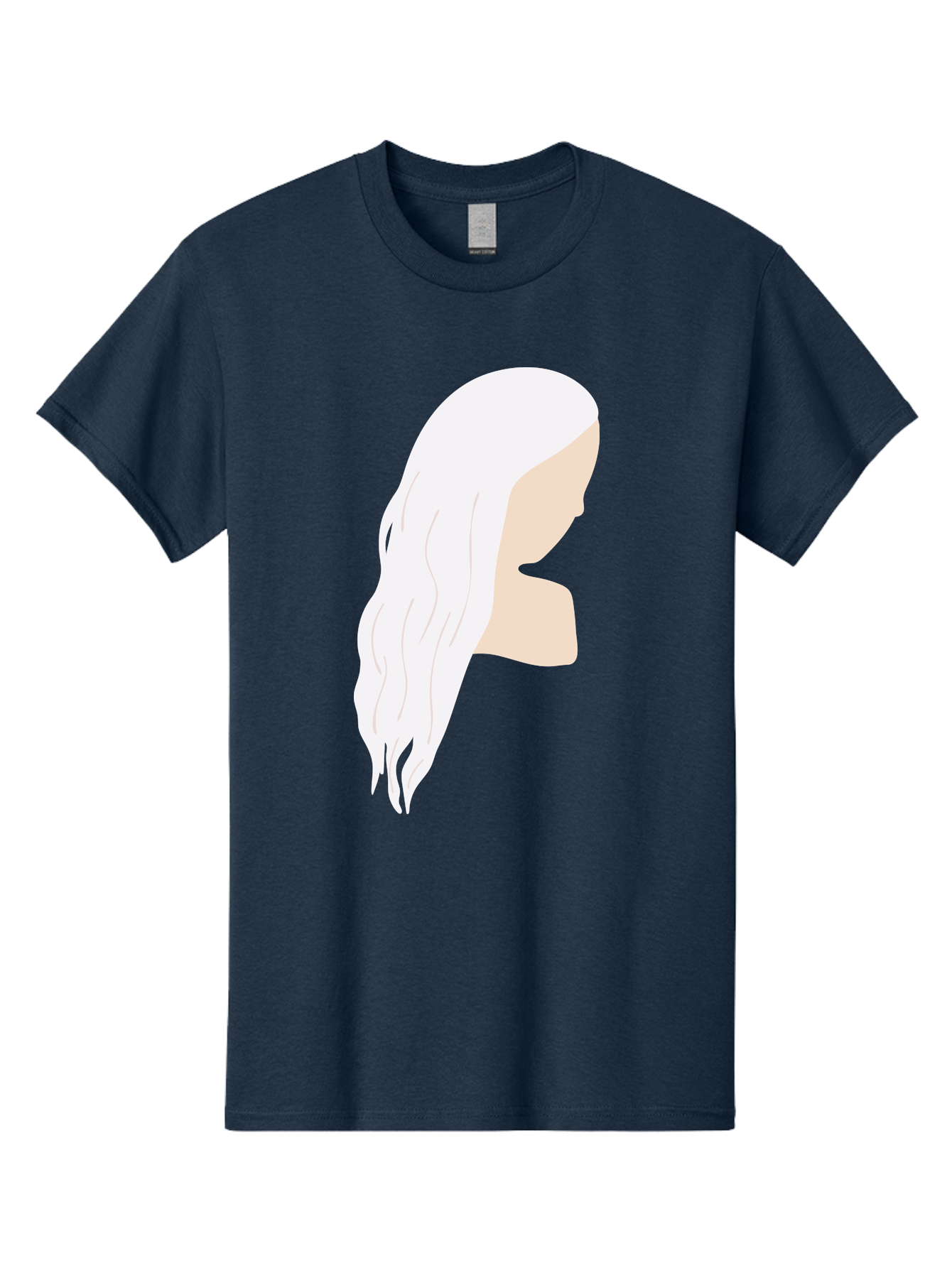 Woman-With-White-Hair Men'S Graphic Tee, 100% Cotton, Comfortable Casual Summer Wear, Machine Washable, Woman With White Hair, Long Hair, Side View, Female Profile, Wavy Hair Texture, Minimalist Design, Simple Illustration, Aae084 17