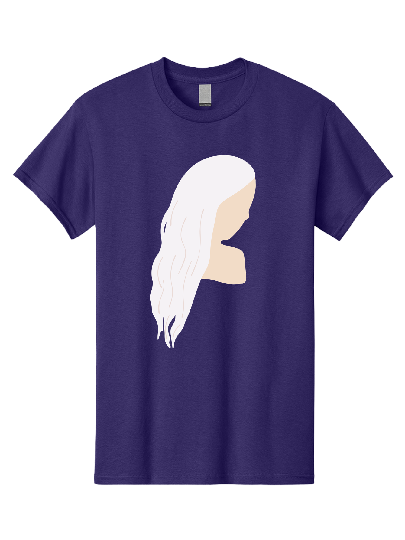 Woman-With-White-Hair Men'S Graphic Tee, 100% Cotton, Comfortable Casual Summer Wear, Machine Washable, Woman With White Hair, Long Hair, Side View, Female Profile, Wavy Hair Texture, Minimalist Design, Simple Illustration, Aae084 21