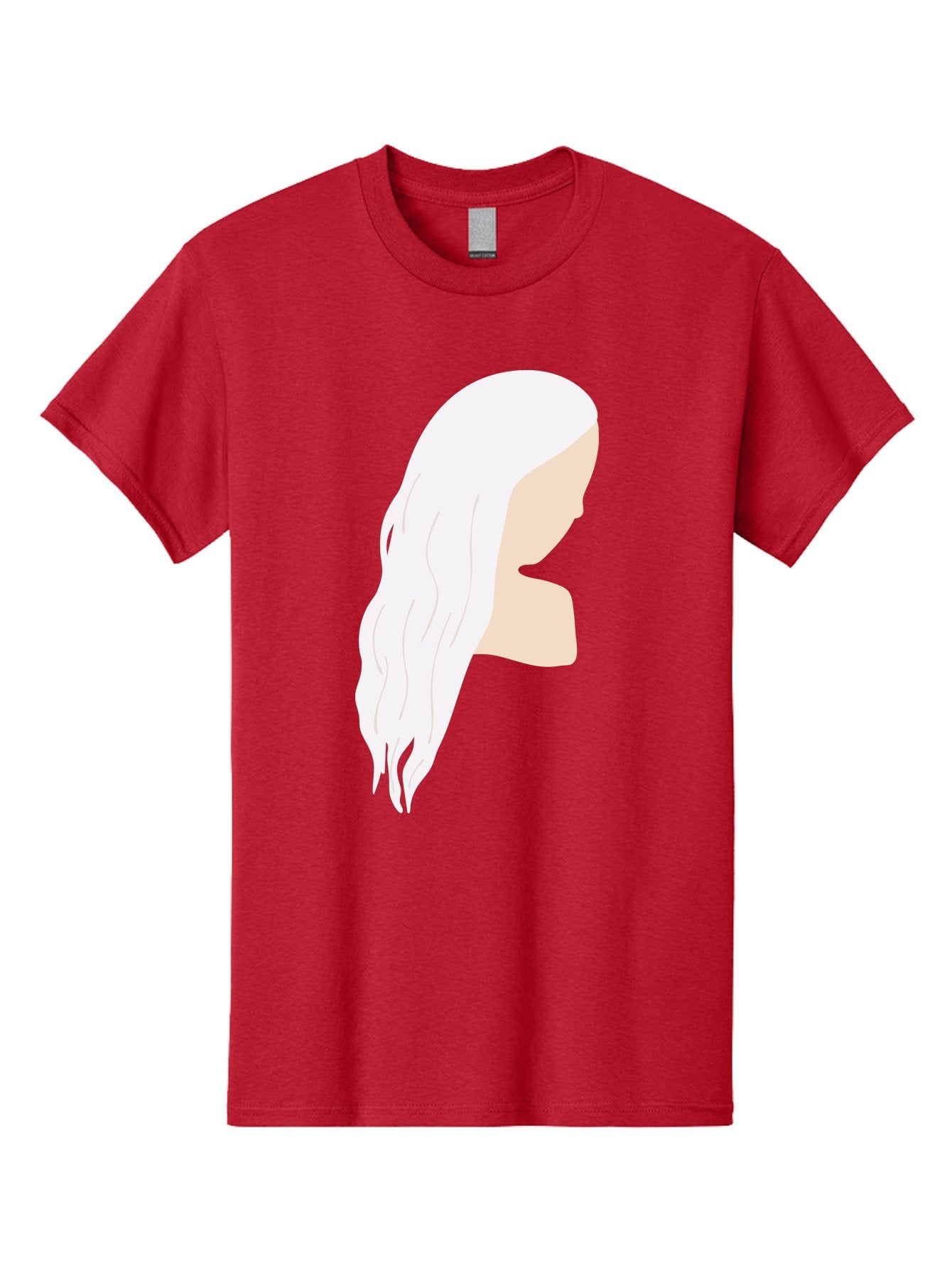 Woman-With-White-Hair Men'S Graphic Tee, 100% Cotton, Comfortable Casual Summer Wear, Machine Washable, Woman With White Hair, Long Hair, Side View, Female Profile, Wavy Hair Texture, Minimalist Design, Simple Illustration, Aae084 14