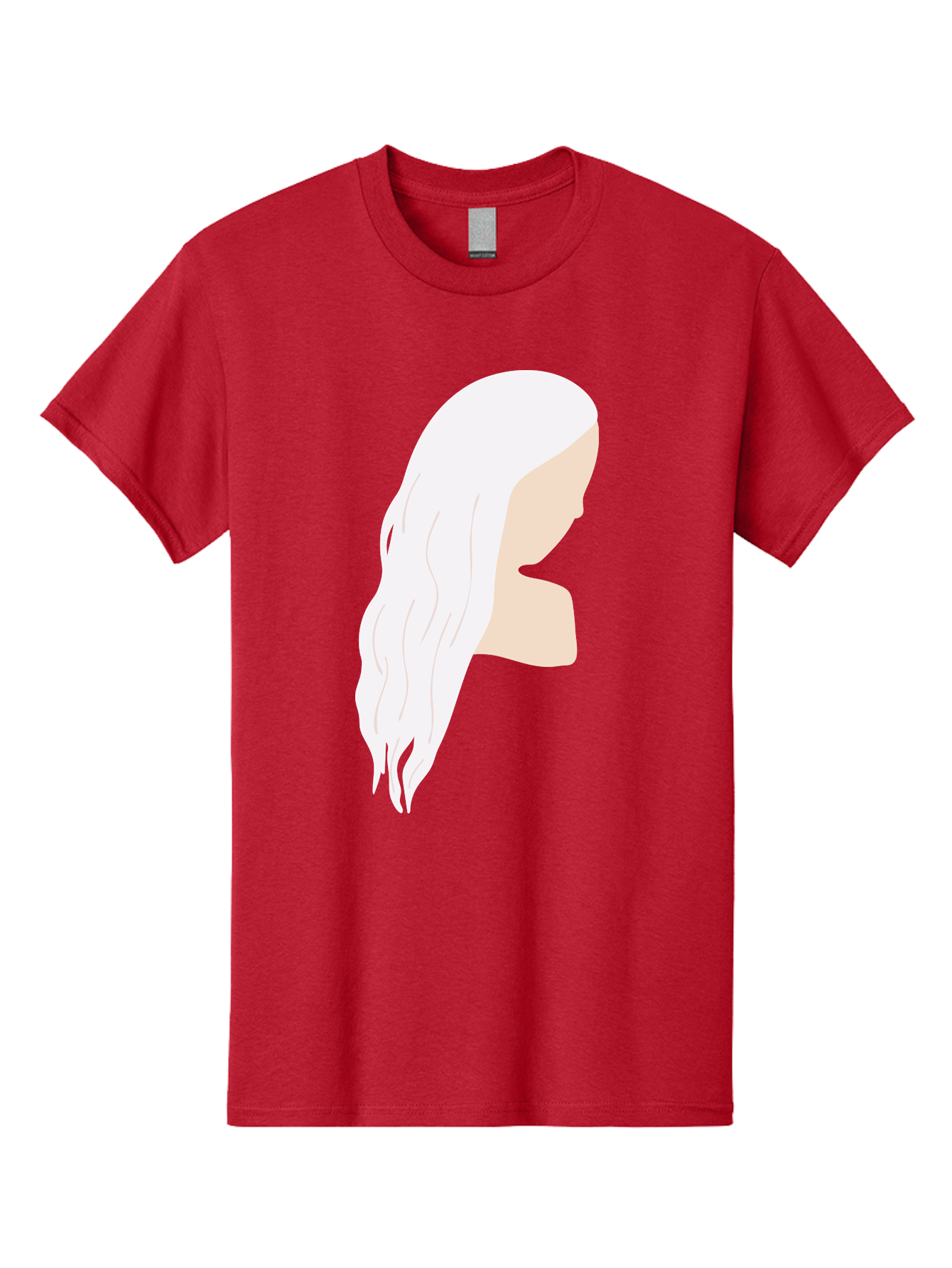 Woman-With-White-Hair Men'S Graphic Tee, 100% Cotton, Comfortable Casual Summer Wear, Machine Washable, Woman With White Hair, Long Hair, Side View, Female Profile, Wavy Hair Texture, Minimalist Design, Simple Illustration, Aae084 3