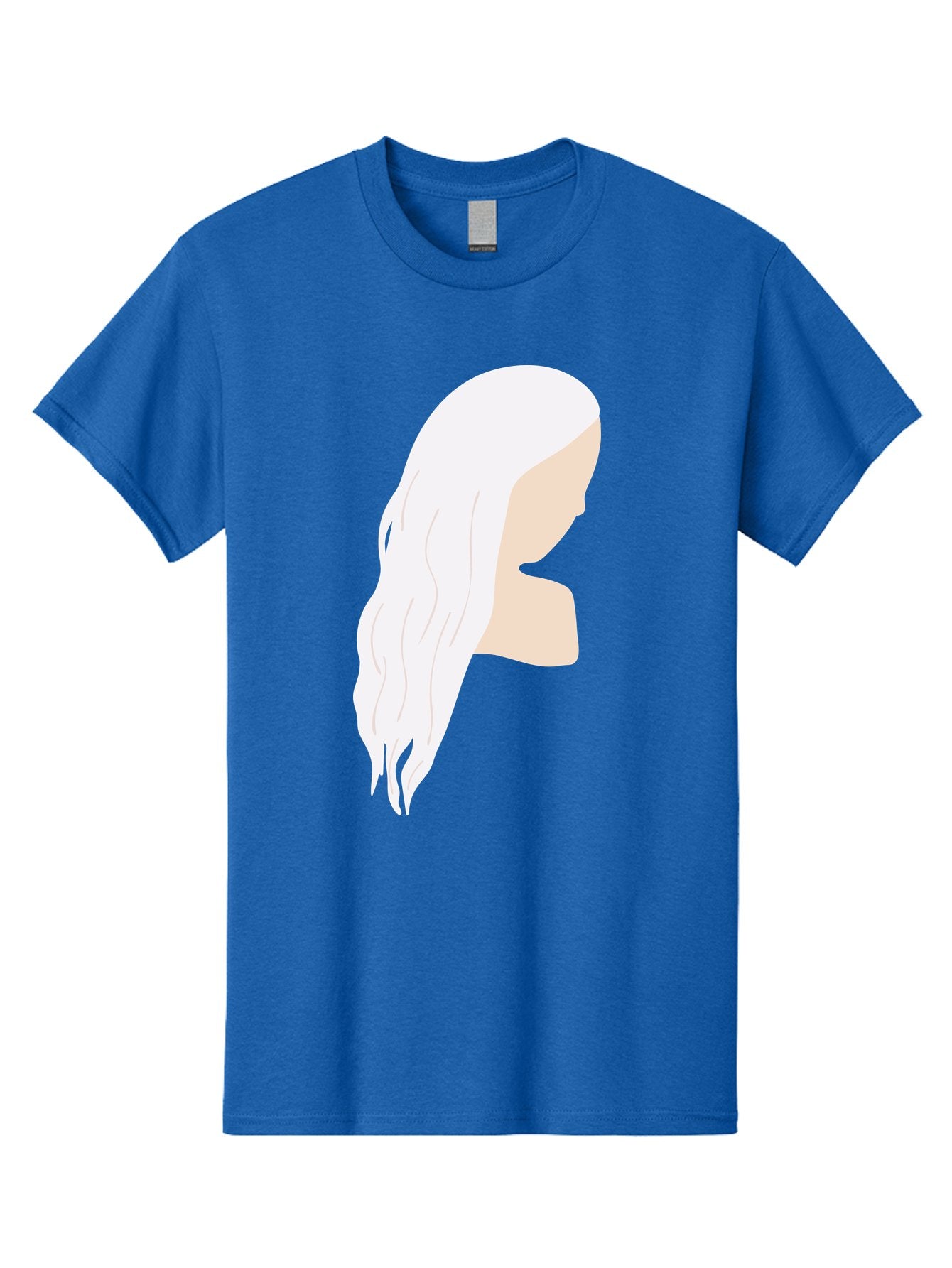 Woman-With-White-Hair Men'S Graphic Tee, 100% Cotton, Comfortable Casual Summer Wear, Machine Washable, Woman With White Hair, Long Hair, Side View, Female Profile, Wavy Hair Texture, Minimalist Design, Simple Illustration, Aae084 8