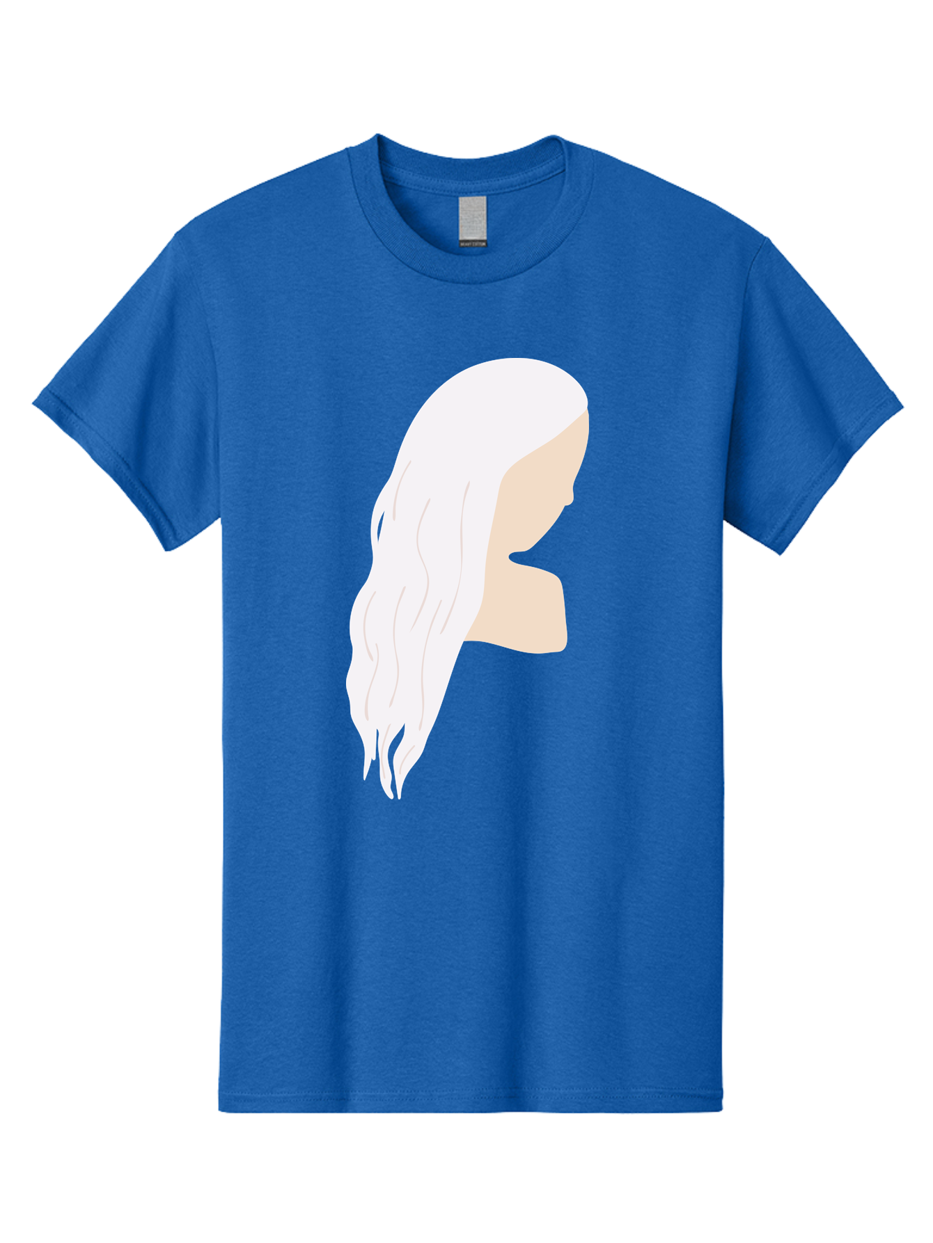 Woman-With-White-Hair Men'S Graphic Tee, 100% Cotton, Comfortable Casual Summer Wear, Machine Washable, Woman With White Hair, Long Hair, Side View, Female Profile, Wavy Hair Texture, Minimalist Design, Simple Illustration, Aae084 11