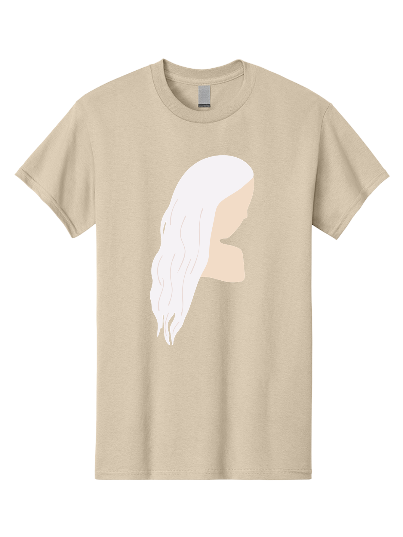 Woman-With-White-Hair Men'S Graphic Tee, 100% Cotton, Comfortable Casual Summer Wear, Machine Washable, Woman With White Hair, Long Hair, Side View, Female Profile, Wavy Hair Texture, Minimalist Design, Simple Illustration, Aae084 19