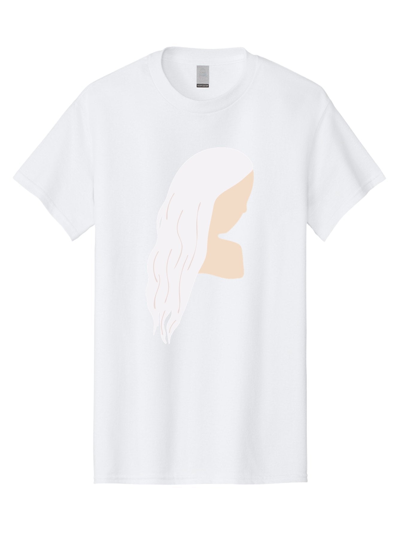 Woman-With-White-Hair Men'S Graphic Tee, 100% Cotton, Comfortable Casual Summer Wear, Machine Washable, Woman With White Hair, Long Hair, Side View, Female Profile, Wavy Hair Texture, Minimalist Design, Simple Illustration, Aae084 6