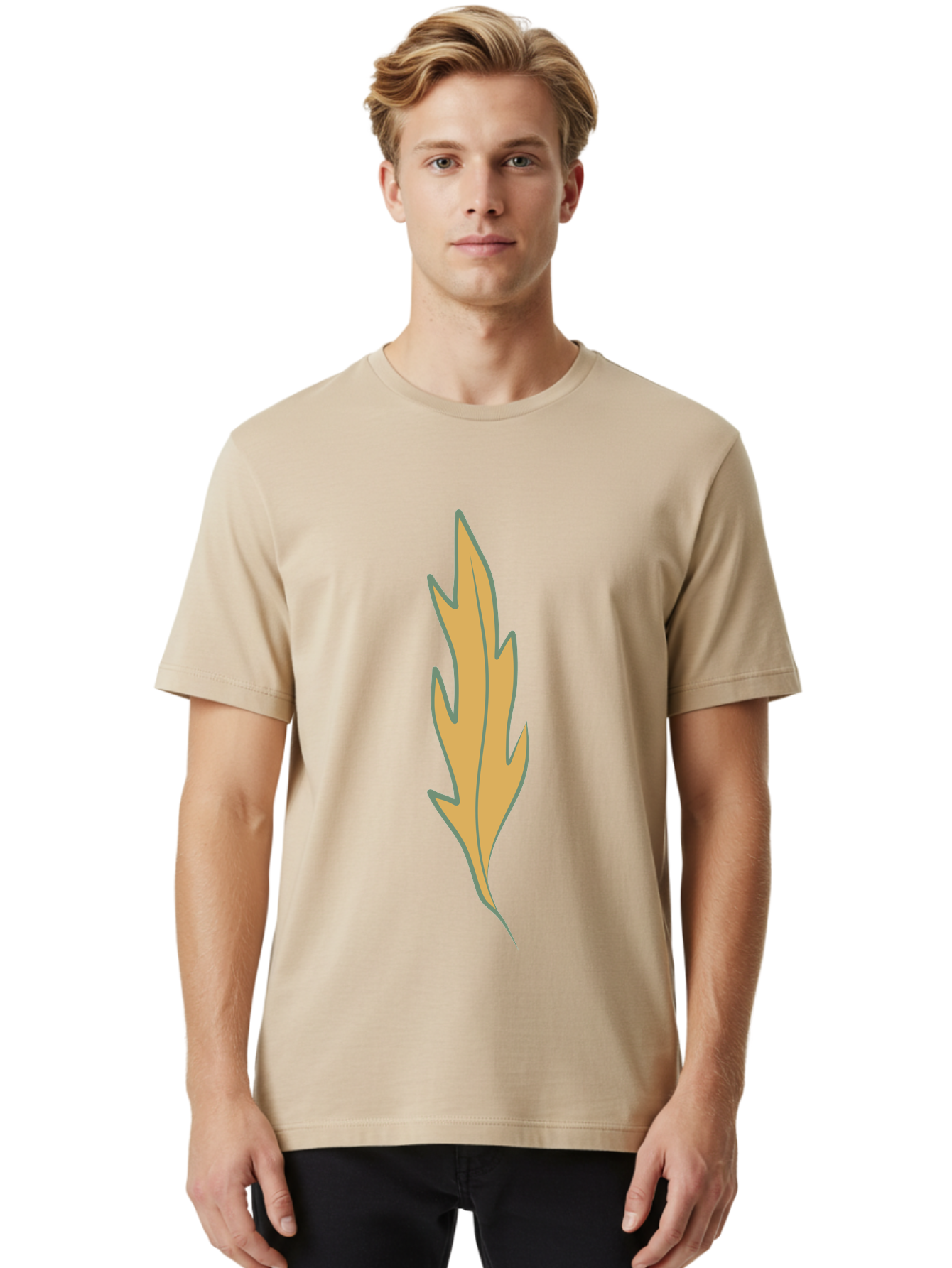 Yellow-Leaf-1 Men'S Graphic Tee, 100% Cotton, Comfortable Casual Summer Wear, Machine Washable, Autumn Leaf, Fall Foliage, Yellow Leaf, Oak Tree, Natural Design, Leaf Illustration, Seasonal Symbol, Botanical Icon, Vibrant Color Aae085
