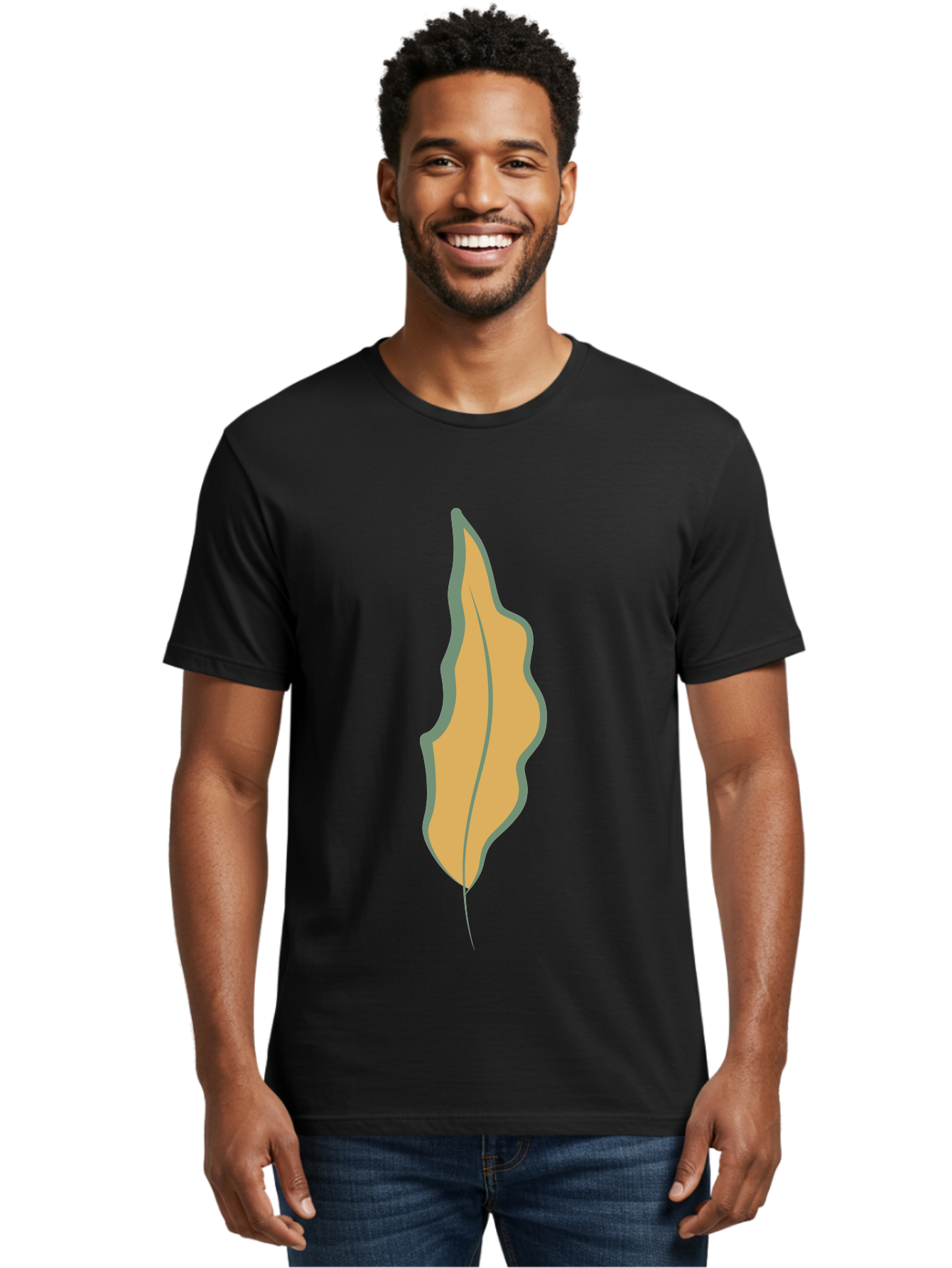 Yellow-Leaf-2 Men'S Graphic Tee, 100% Cotton, Comfortable Casual Summer Wear, Machine Washable, Yellow Leaf, Autumn Leaf, Foliage, Leaf Illustration, Simple Design, Digital Art, Orange Color, Gray Outline Aae086 22