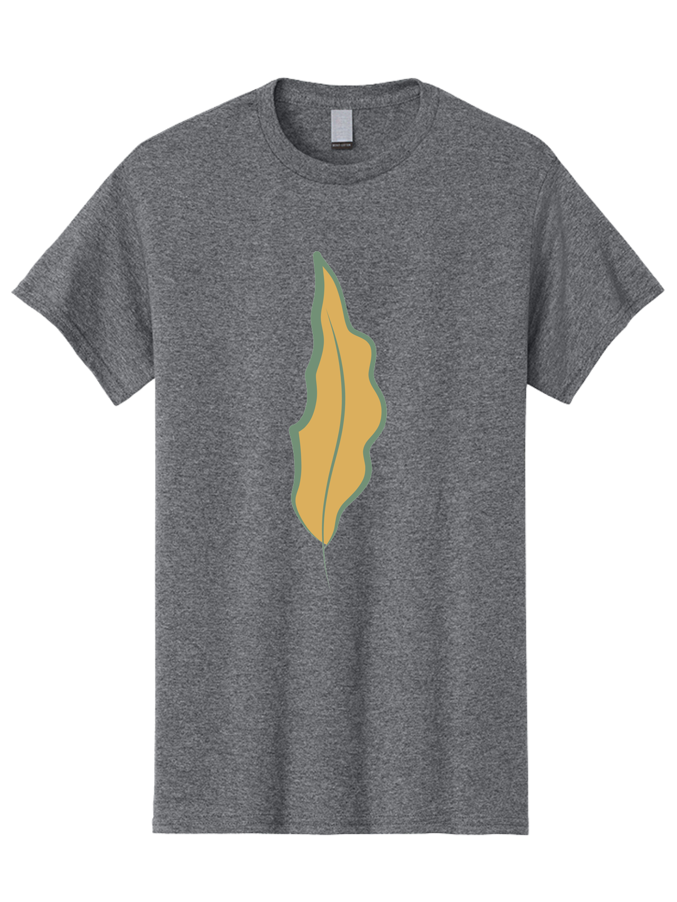 Yellow-Leaf-2 Men'S Graphic Tee, 100% Cotton, Comfortable Casual Summer Wear, Machine Washable, Yellow Leaf, Autumn Leaf, Foliage, Leaf Illustration, Simple Design, Digital Art, Orange Color, Gray Outline Aae086 9