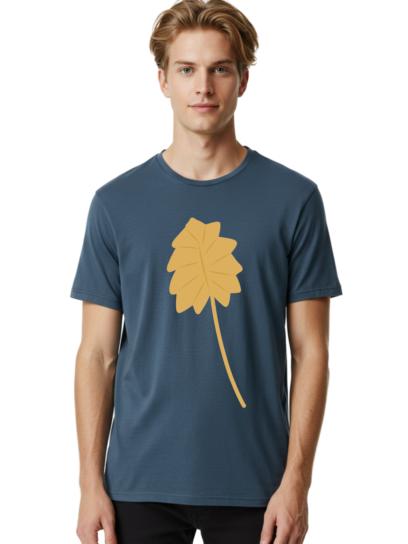 Yellow-Leaf Men'S Graphic Tee, 100% Cotton, Comfortable Casual Summer Wear, Machine Washable, Yellow Leaf, Autumn Leaf, Fall Foliage, Nature Illustration, Single Leaf, Simple Design, Leaf Icon, Graphic Leaf Aae087 10