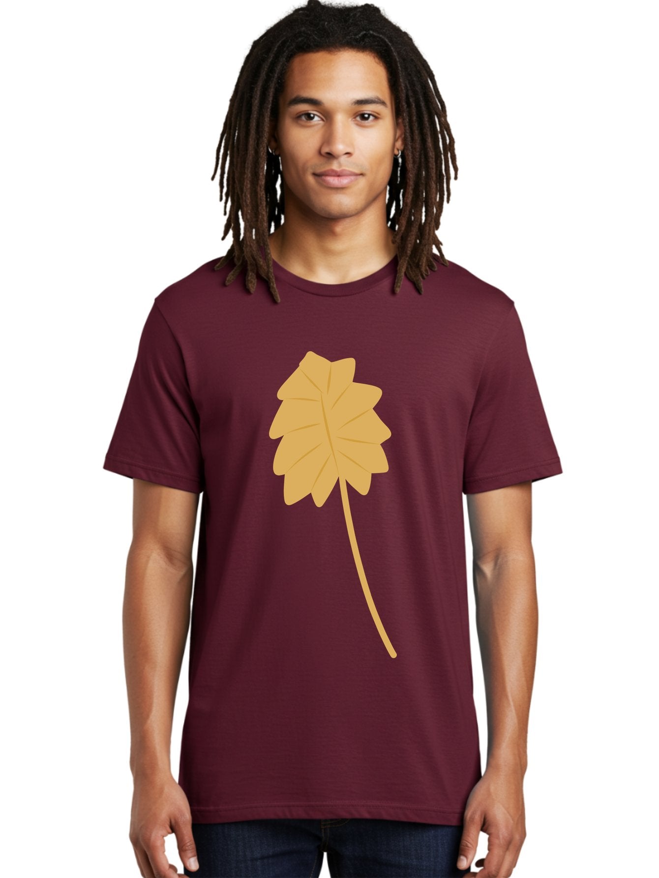 Yellow-Leaf Men'S Graphic Tee, 100% Cotton, Comfortable Casual Summer Wear, Machine Washable, Yellow Leaf, Autumn Leaf, Fall Foliage, Nature Illustration, Single Leaf, Simple Design, Leaf Icon, Graphic Leaf Aae087 19