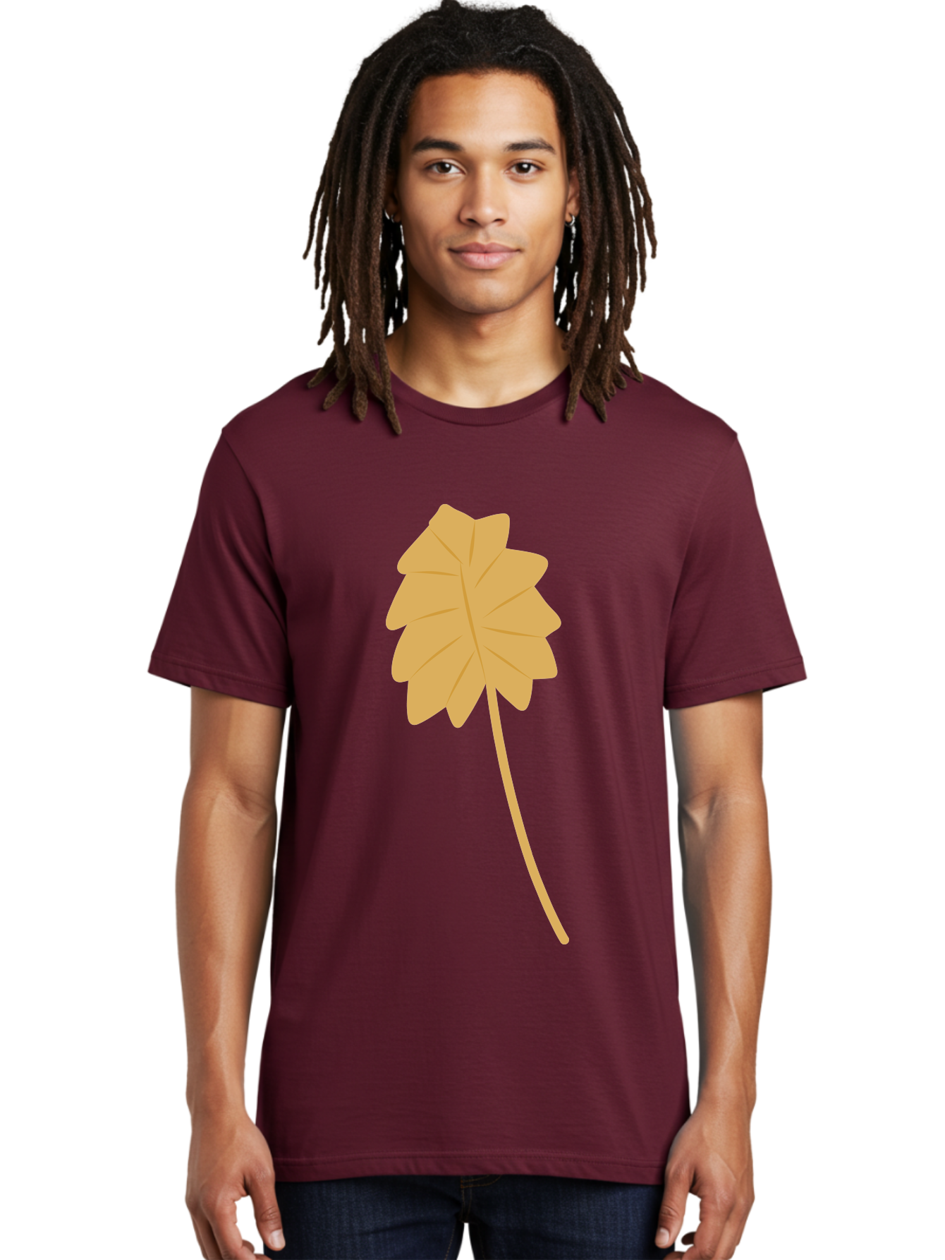 Yellow-Leaf Men'S Graphic Tee, 100% Cotton, Comfortable Casual Summer Wear, Machine Washable, Yellow Leaf, Autumn Leaf, Fall Foliage, Nature Illustration, Single Leaf, Simple Design, Leaf Icon, Graphic Leaf Aae087 22