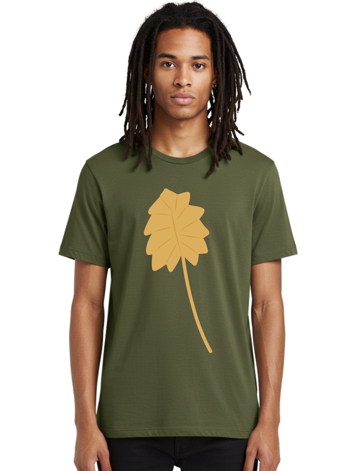 Yellow-Leaf Men'S Graphic Tee, 100% Cotton, Comfortable Casual Summer Wear, Machine Washable, Yellow Leaf, Autumn Leaf, Fall Foliage, Nature Illustration, Single Leaf, Simple Design, Leaf Icon, Graphic Leaf Aae087 25