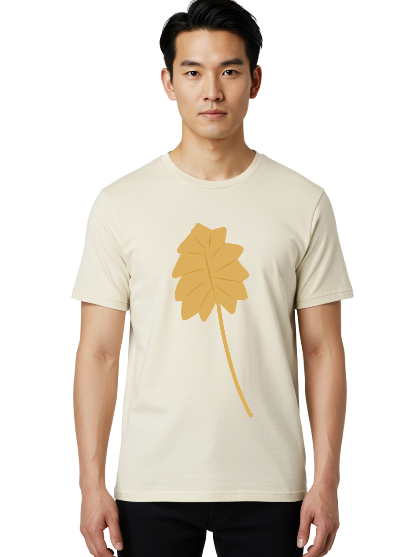 Yellow-Leaf Men'S Graphic Tee, 100% Cotton, Comfortable Casual Summer Wear, Machine Washable, Yellow Leaf, Autumn Leaf, Fall Foliage, Nature Illustration, Single Leaf, Simple Design, Leaf Icon, Graphic Leaf Aae087 8