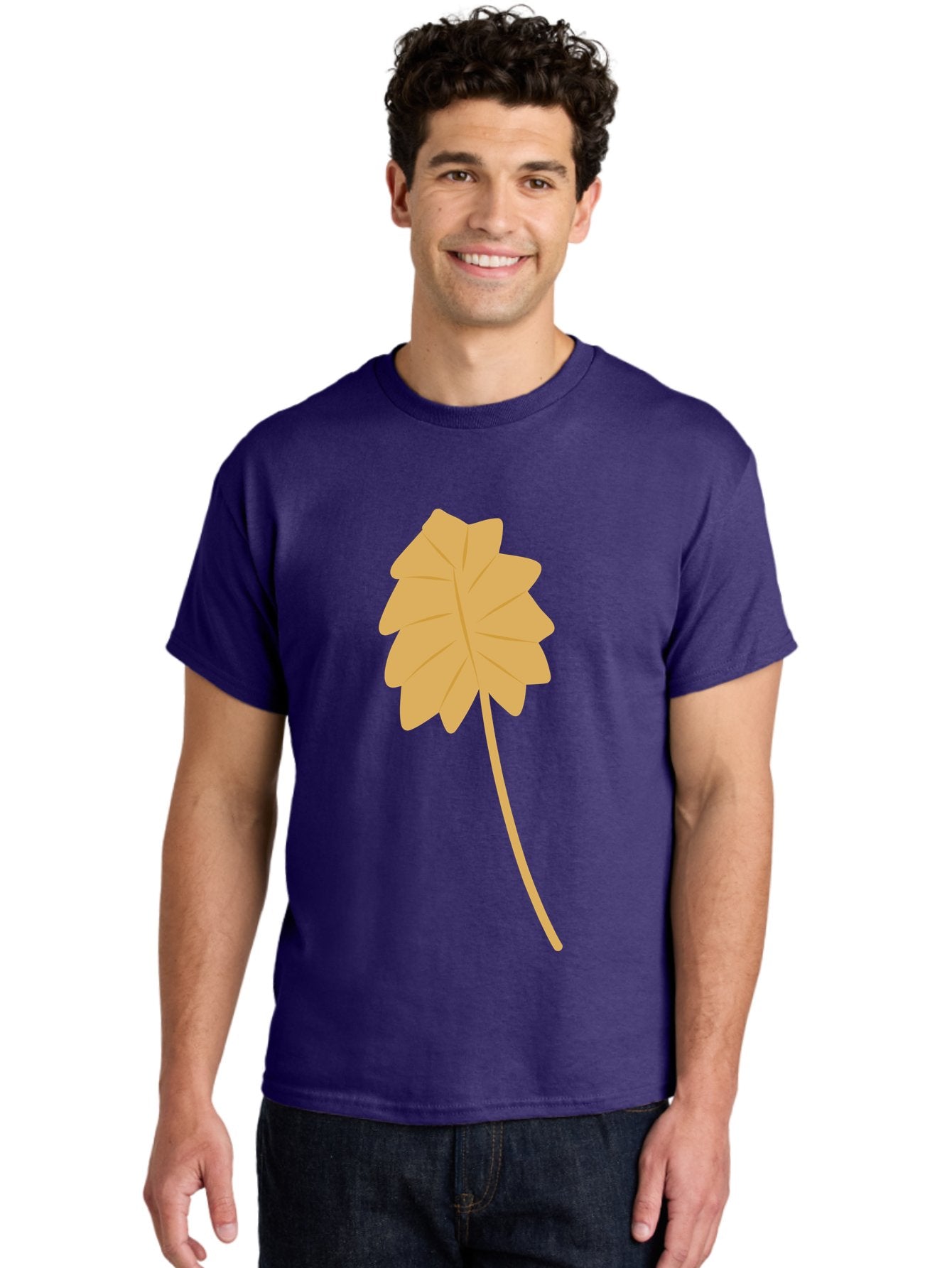 Yellow-Leaf Men'S Graphic Tee, 100% Cotton, Comfortable Casual Summer Wear, Machine Washable, Yellow Leaf, Autumn Leaf, Fall Foliage, Nature Illustration, Single Leaf, Simple Design, Leaf Icon, Graphic Leaf Aae087 28