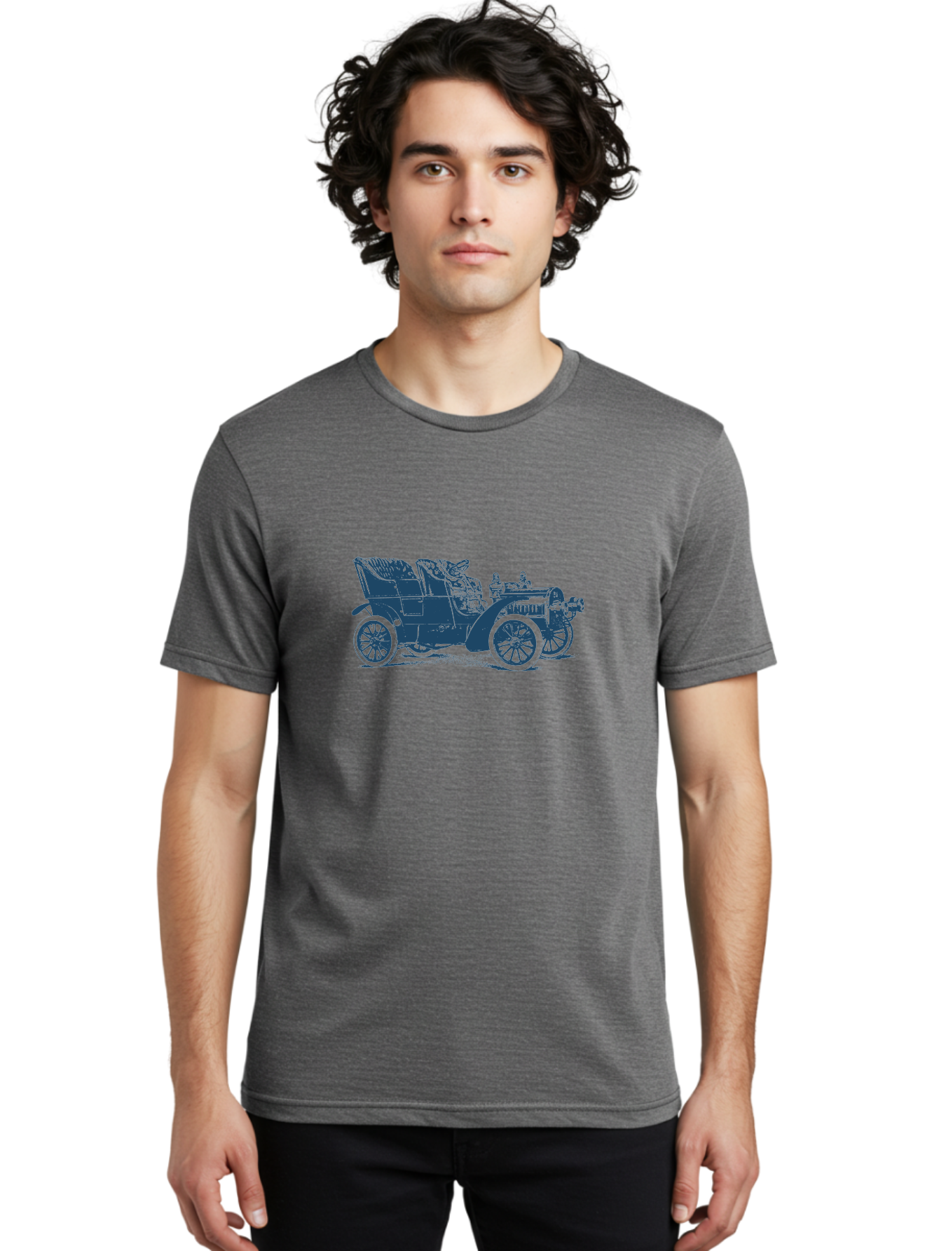 1900S Roadster Drawing Men'S Graphic Tee, 100% Cotton, Comfortable Casual Summer Wear, Machine Washable, Vintage Car, Classic Automobile, Antique Vehicle, Old-Fashioned Transportation, Horse-Less Carriage, Early 20Th Century Car, Retro Style Aae089 18