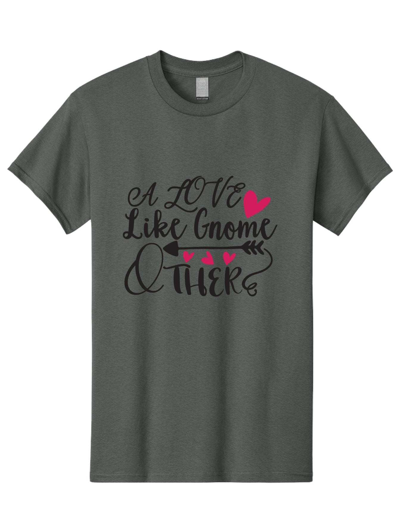 A Love Like Gnome Other Men'S Graphic Tee, 100% Cotton, Comfortable Casual Summer Wear, Machine Washable, Love Quote, Gnome Love, Quirky Phrase, Heartwarming Message, Playful Typography, Cute Design, Whimsical Hearts, Arrow Symbol Aae090 5