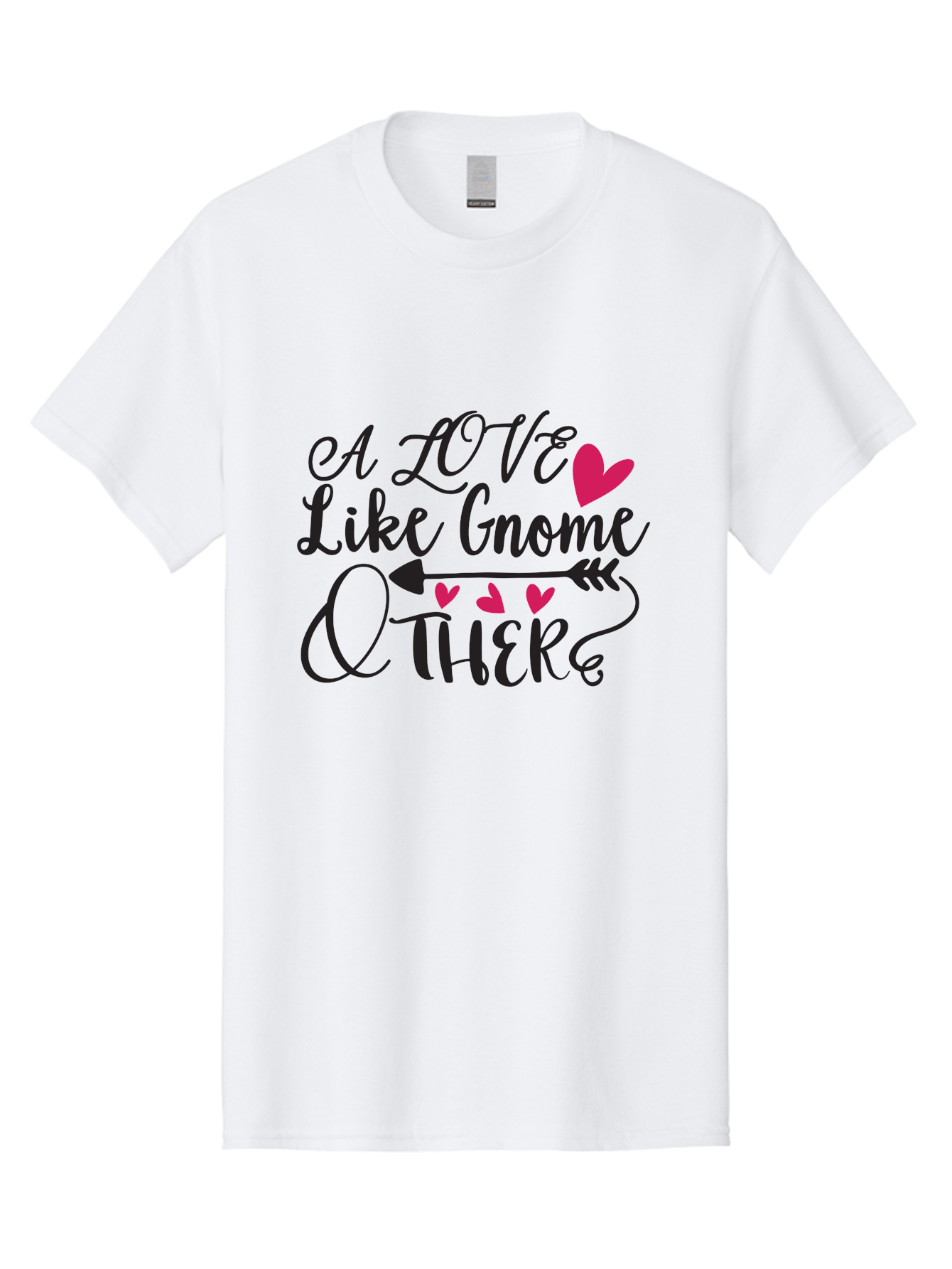A Love Like Gnome Other Men'S Graphic Tee, 100% Cotton, Comfortable Casual Summer Wear, Machine Washable, Love Quote, Gnome Love, Quirky Phrase, Heartwarming Message, Playful Typography, Cute Design, Whimsical Hearts, Arrow Symbol Aae090 3
