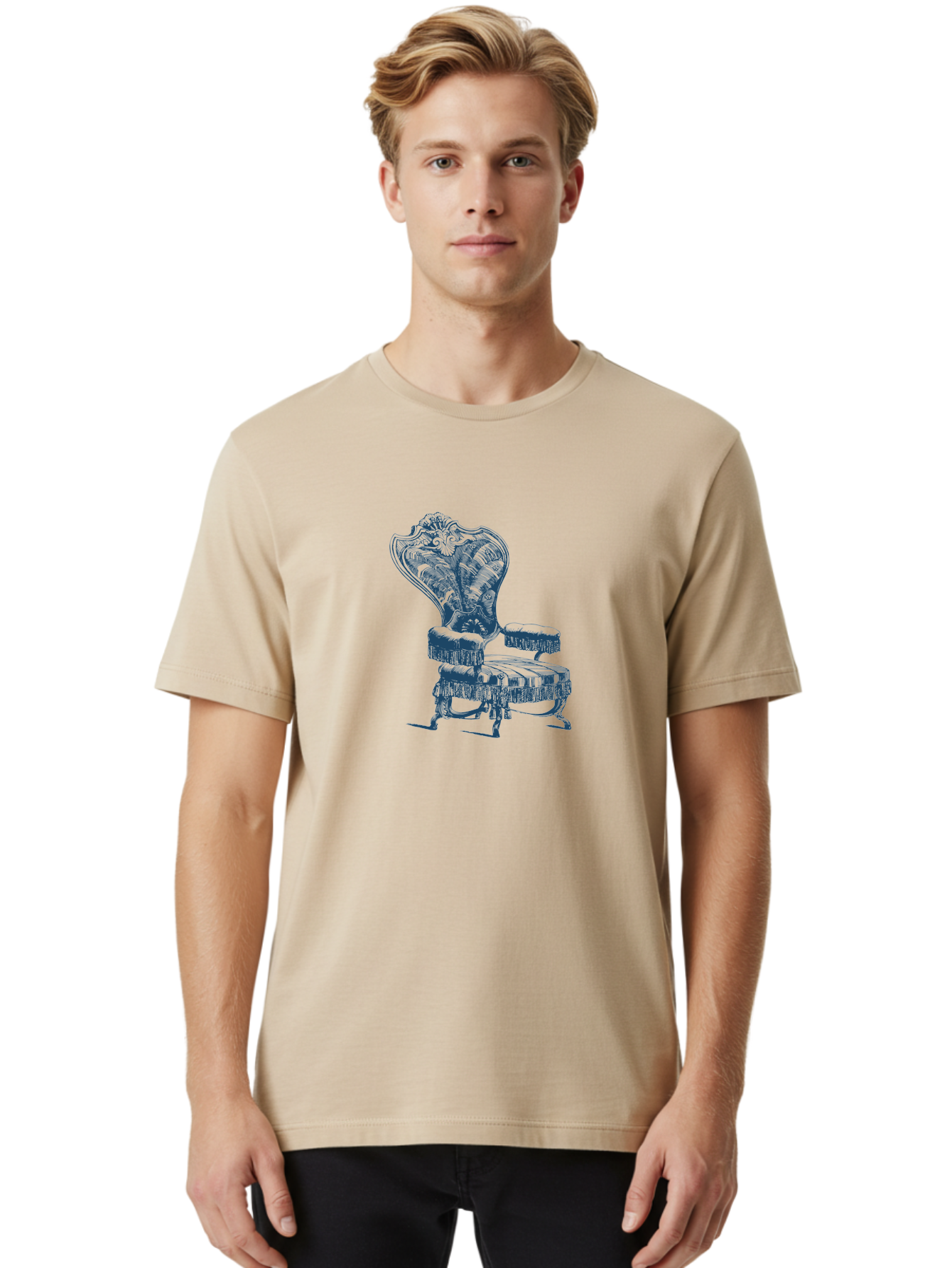 Accent Chair Men'S Graphic Tee, 100% Cotton, Comfortable Casual Summer Wear, Machine Washable, Ornate Chair, Luxurious Furniture, Vintage Decor, Elegant Design, Intricate Details, Fringe Trim, Classic Style, Sophisticated Ambiance, Aae092 8