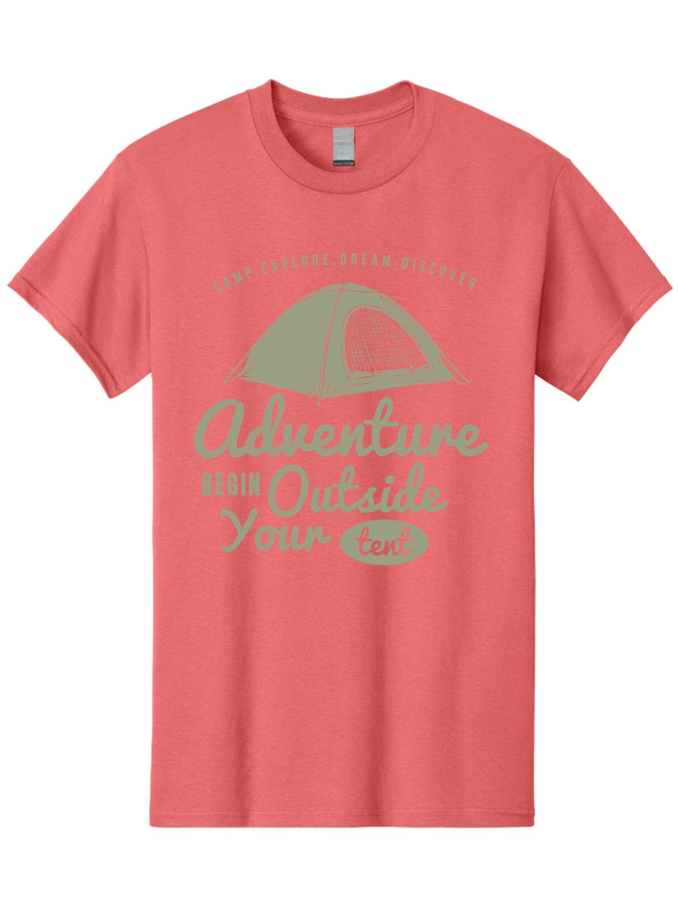 Adventure Begin Outside Your Tent Men'S Graphic Tee, 100% Cotton, Comfortable Casual Summer Wear, Machine Washable, Camping Adventure, Outdoor Activities, Tent Camping, Wilderness Exploration, Nature Escape, Camping Quotes, Adventure Begins, Aae094 8