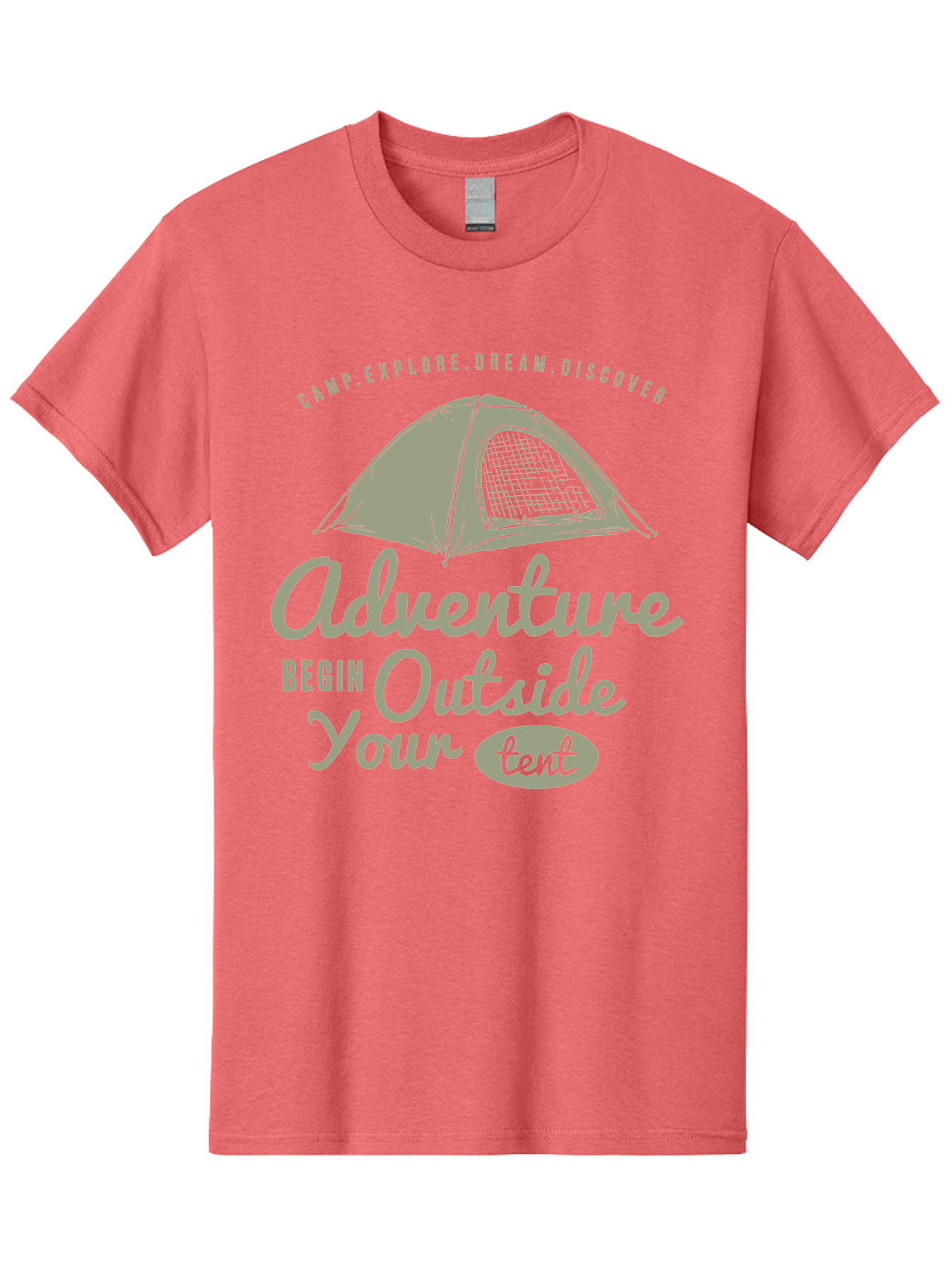 Adventure Begin Outside Your Tent Men'S Graphic Tee, 100% Cotton, Comfortable Casual Summer Wear, Machine Washable, Camping Adventure, Outdoor Activities, Tent Camping, Wilderness Exploration, Nature Escape, Camping Quotes, Adventure Begins, Aae094 11