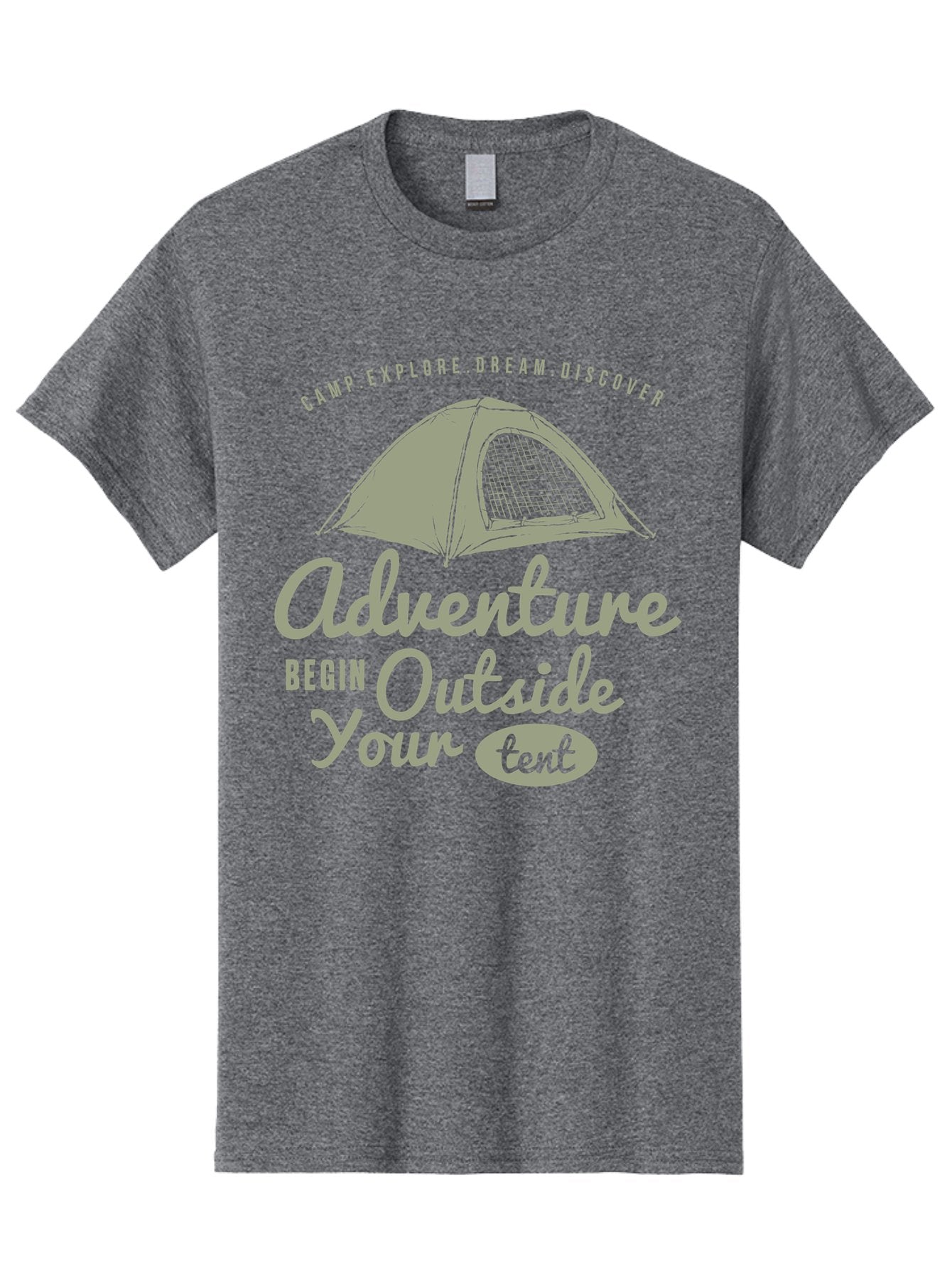 Adventure Begin Outside Your Tent Men'S Graphic Tee, 100% Cotton, Comfortable Casual Summer Wear, Machine Washable, Camping Adventure, Outdoor Activities, Tent Camping, Wilderness Exploration, Nature Escape, Camping Quotes, Adventure Begins, Aae094 10