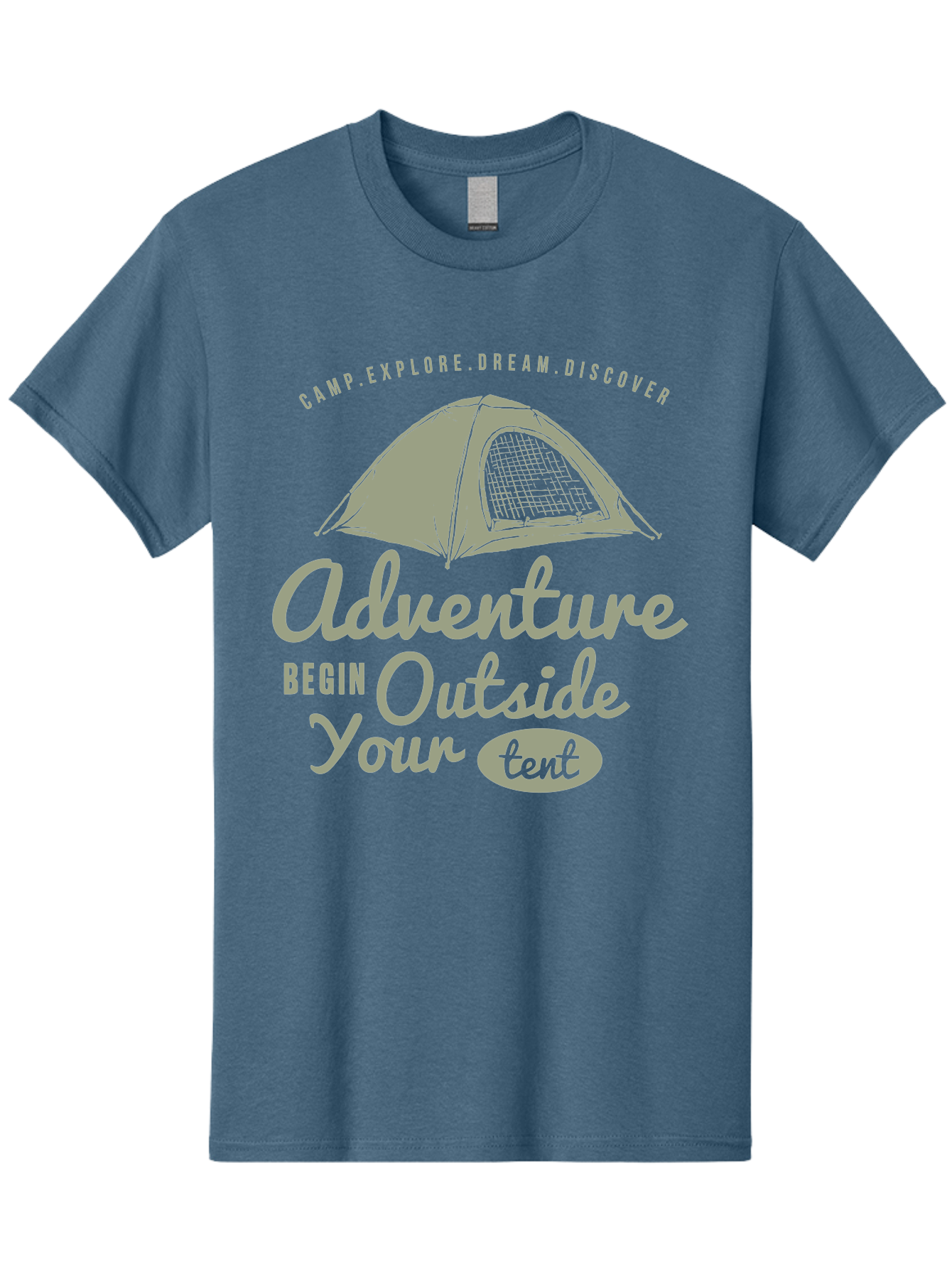 Adventure Begin Outside Your Tent Men'S Graphic Tee, 100% Cotton, Comfortable Casual Summer Wear, Machine Washable, Camping Adventure, Outdoor Activities, Tent Camping, Wilderness Exploration, Nature Escape, Camping Quotes, Adventure Begins, Aae094 17