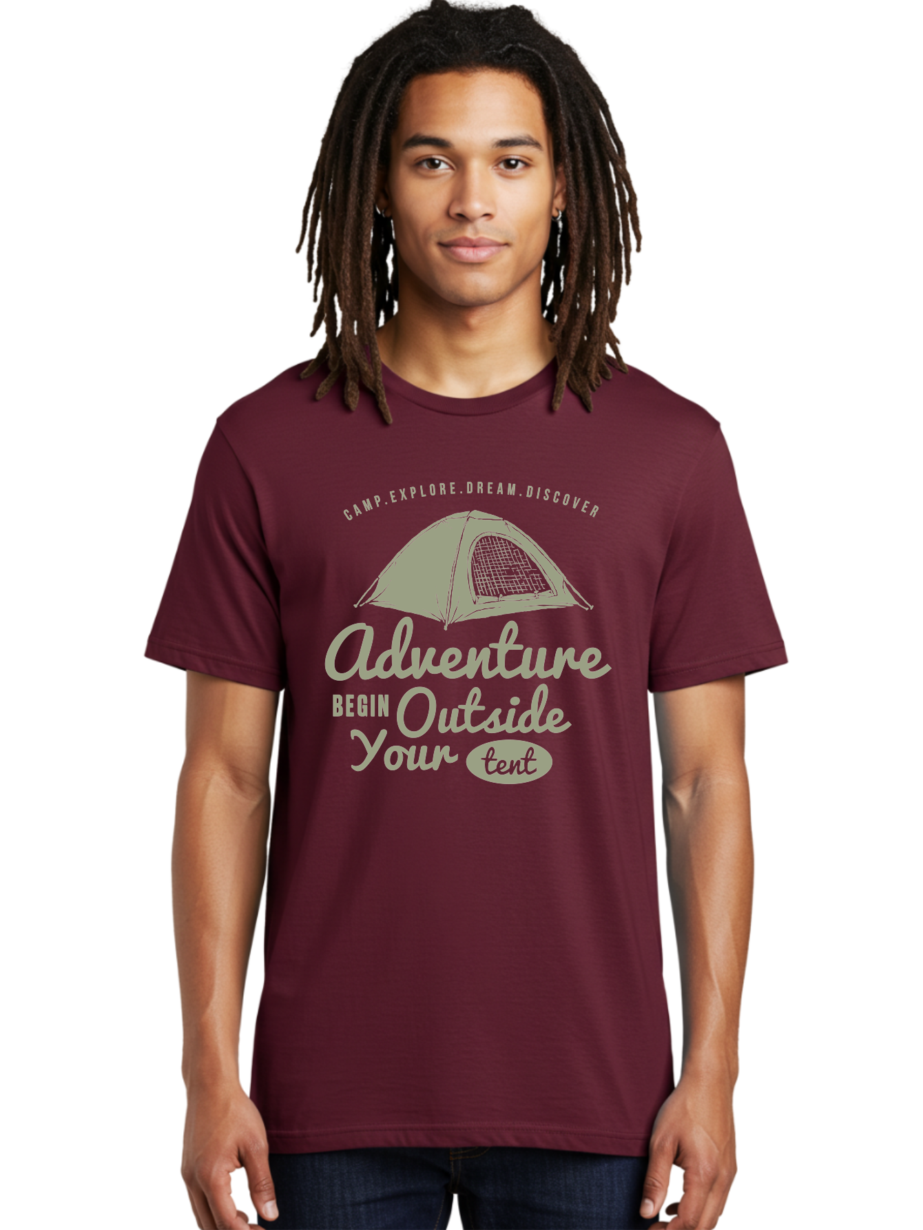 Adventure Begin Outside Your Tent Men'S Graphic Tee, 100% Cotton, Comfortable Casual Summer Wear, Machine Washable, Camping Adventure, Outdoor Activities, Tent Camping, Wilderness Exploration, Nature Escape, Camping Quotes, Adventure Begins, Aae094 10