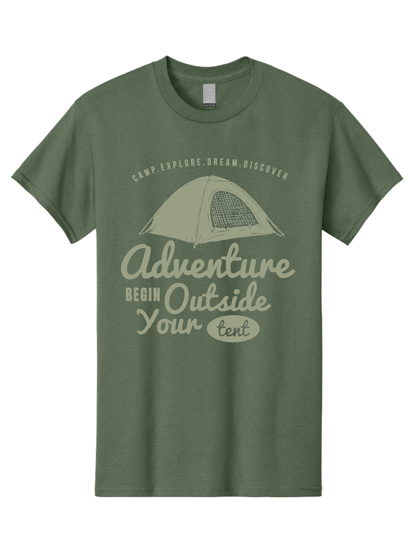Adventure Begin Outside Your Tent Men'S Graphic Tee, 100% Cotton, Comfortable Casual Summer Wear, Machine Washable, Camping Adventure, Outdoor Activities, Tent Camping, Wilderness Exploration, Nature Escape, Camping Quotes, Adventure Begins, Aae094 7