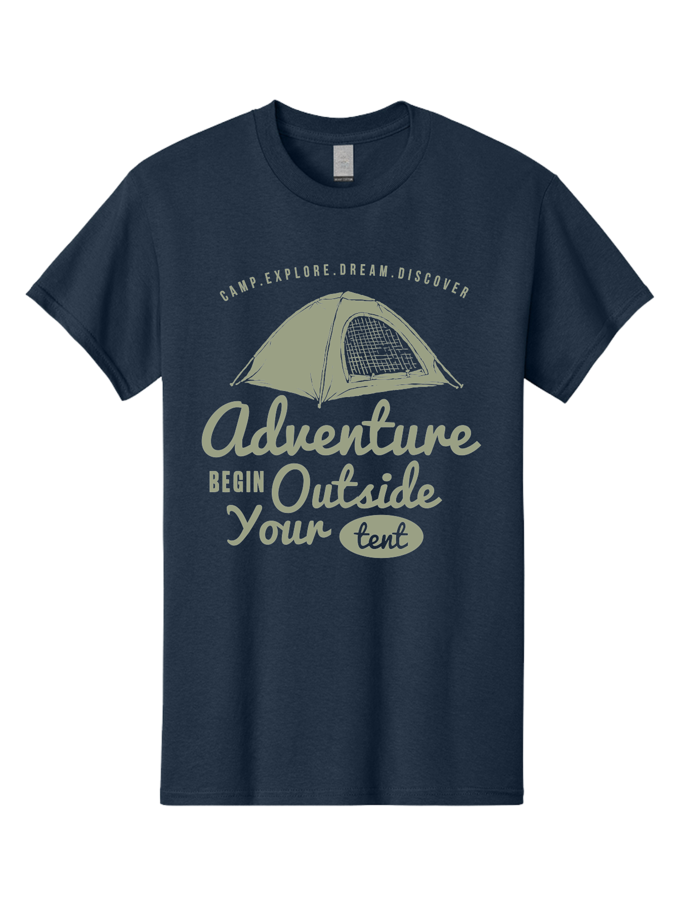 Adventure Begin Outside Your Tent Men'S Graphic Tee, 100% Cotton, Comfortable Casual Summer Wear, Machine Washable, Camping Adventure, Outdoor Activities, Tent Camping, Wilderness Exploration, Nature Escape, Camping Quotes, Adventure Begins, Aae094 15