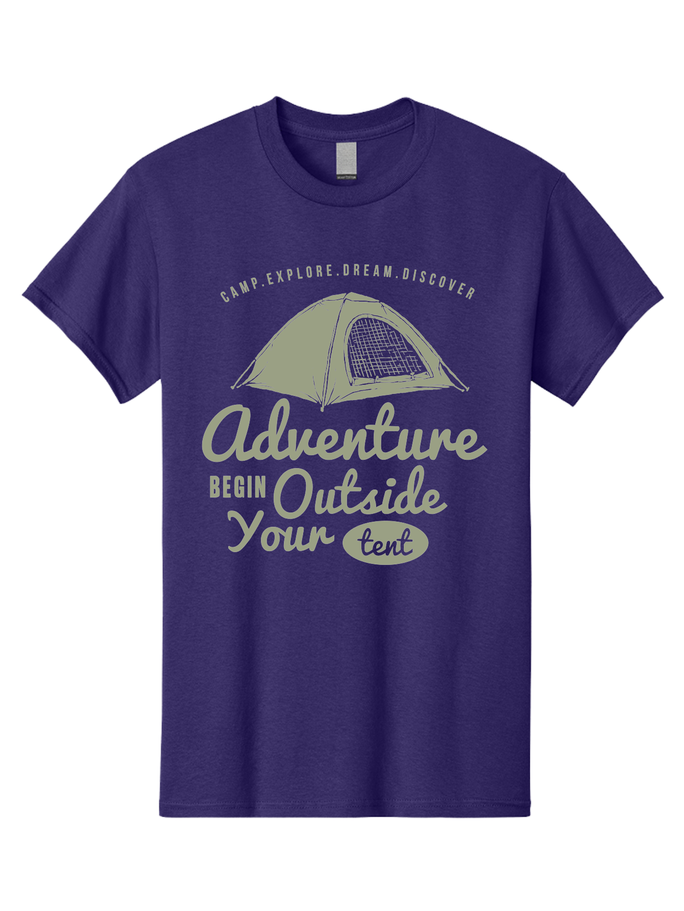 Adventure Begin Outside Your Tent Men'S Graphic Tee, 100% Cotton, Comfortable Casual Summer Wear, Machine Washable, Camping Adventure, Outdoor Activities, Tent Camping, Wilderness Exploration, Nature Escape, Camping Quotes, Adventure Begins, Aae094 19